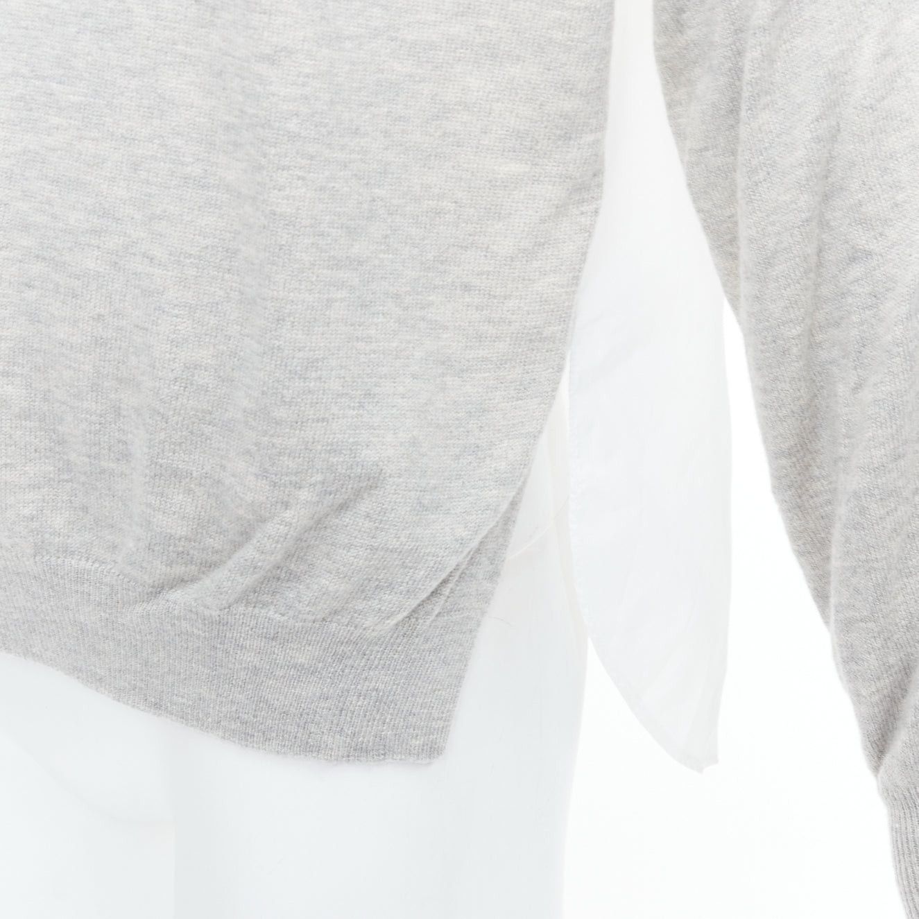 Tibi TIBI white grey nylon merino wool contrast ruched back sweater XS Size S / US 4 / IT 40 - 7 Thumbnail