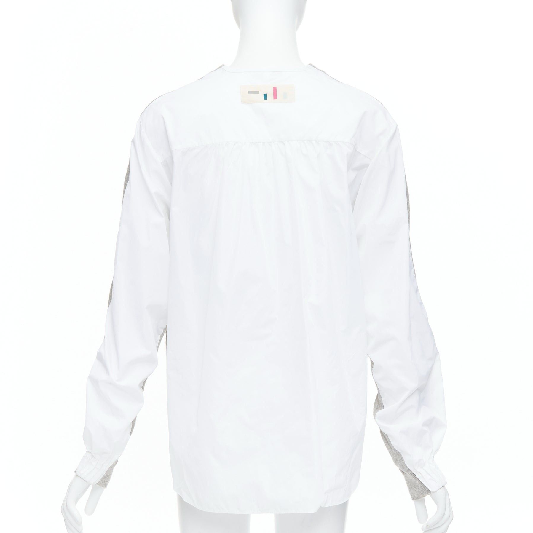 Tibi TIBI white grey nylon merino wool contrast ruched back sweater XS Size S / US 4 / IT 40 - 5 Thumbnail