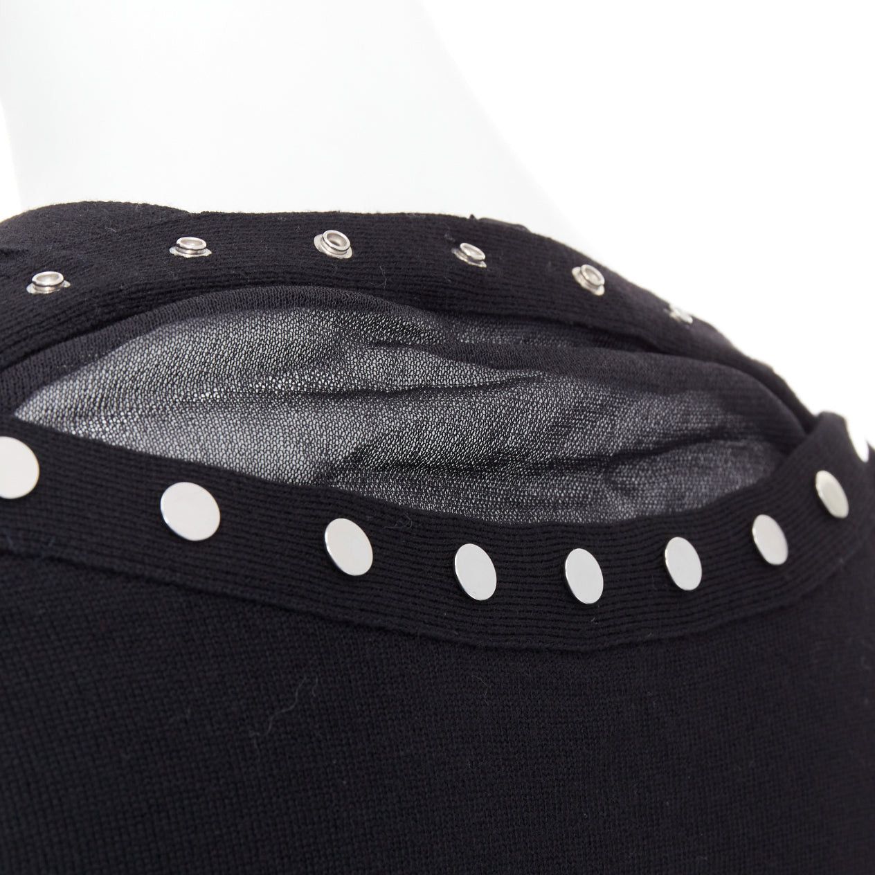 Alexander Wang ALEXANDER WANG black merino wool silk trim sheer back cardigan XS Size XS / US 0-2 / IT 36-38 - 2 Thumbnail