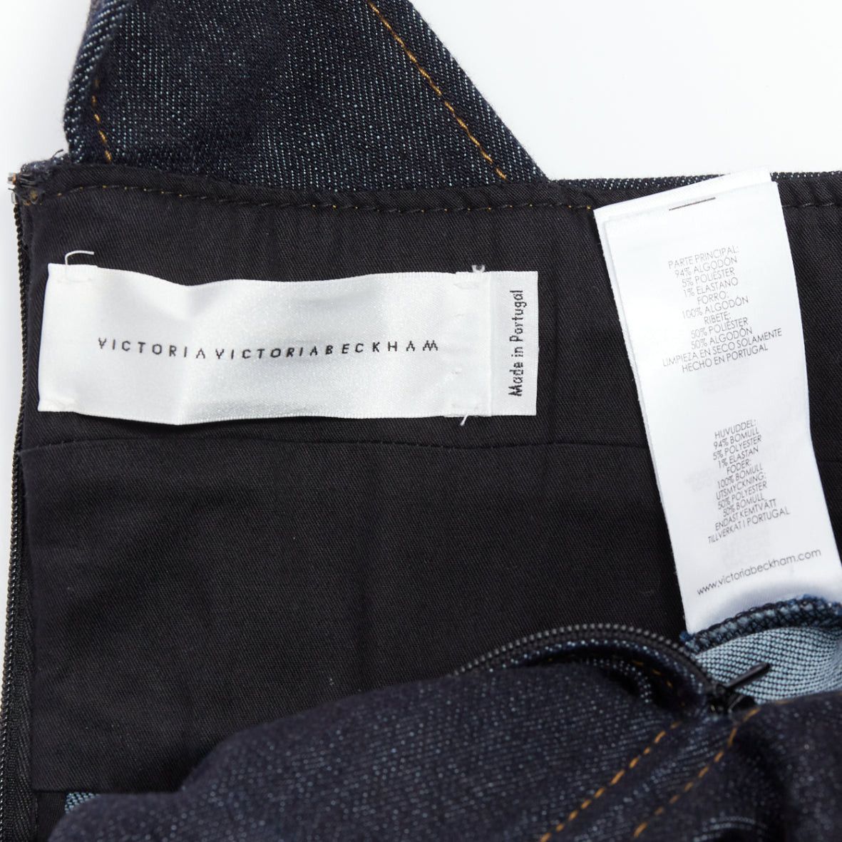 Victoria Beckham VVB VICTORIA BECKHAM blue denim topstitch cross back dress UK4 XXS Size XS / US 0-2 / IT 36-38 - 8 Thumbnail