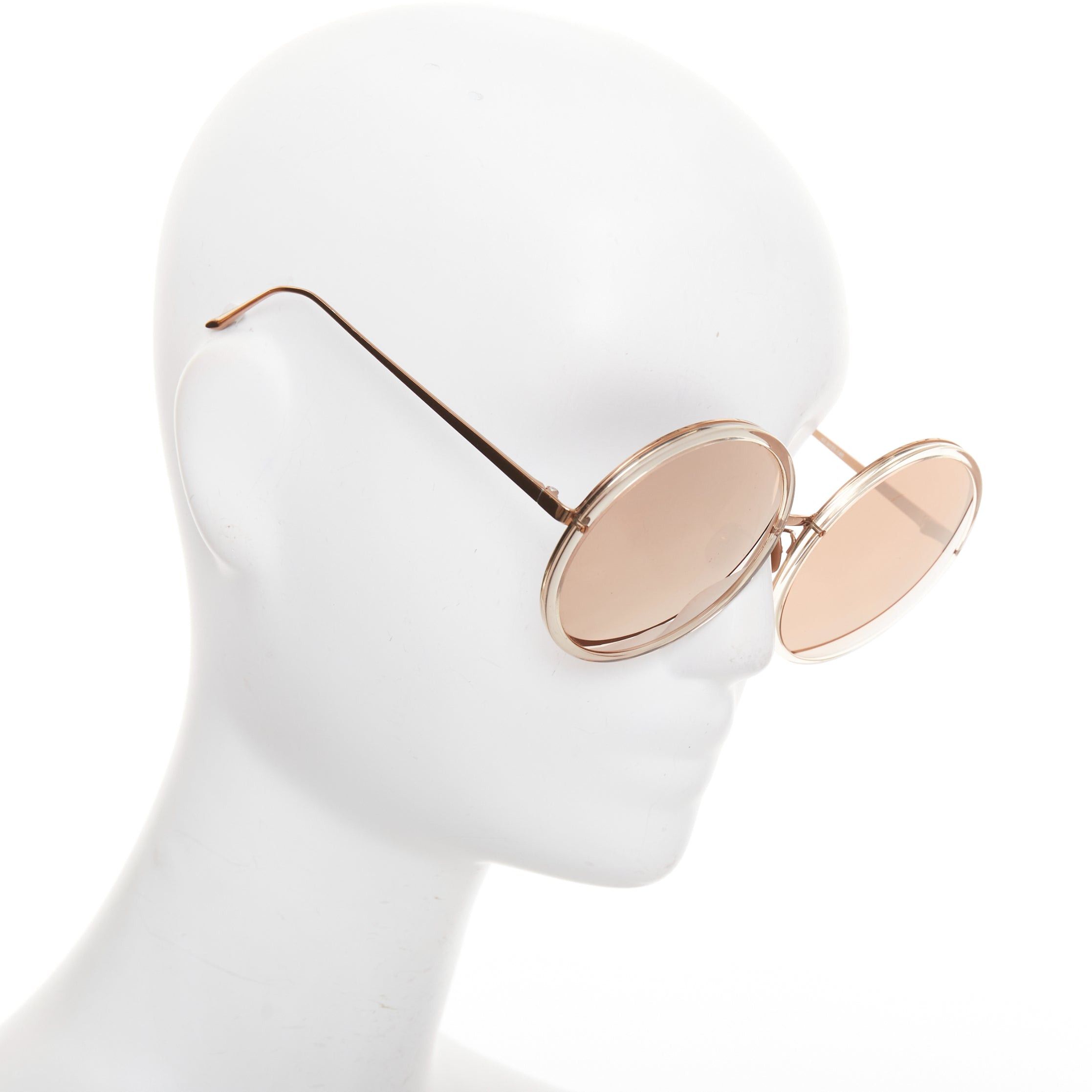 Linda Farrow LINDA FARROW LFL4579 rose gold brown ombre clear frame oversized round sunglasses Size ONE SIZE - 2 Thumbnail