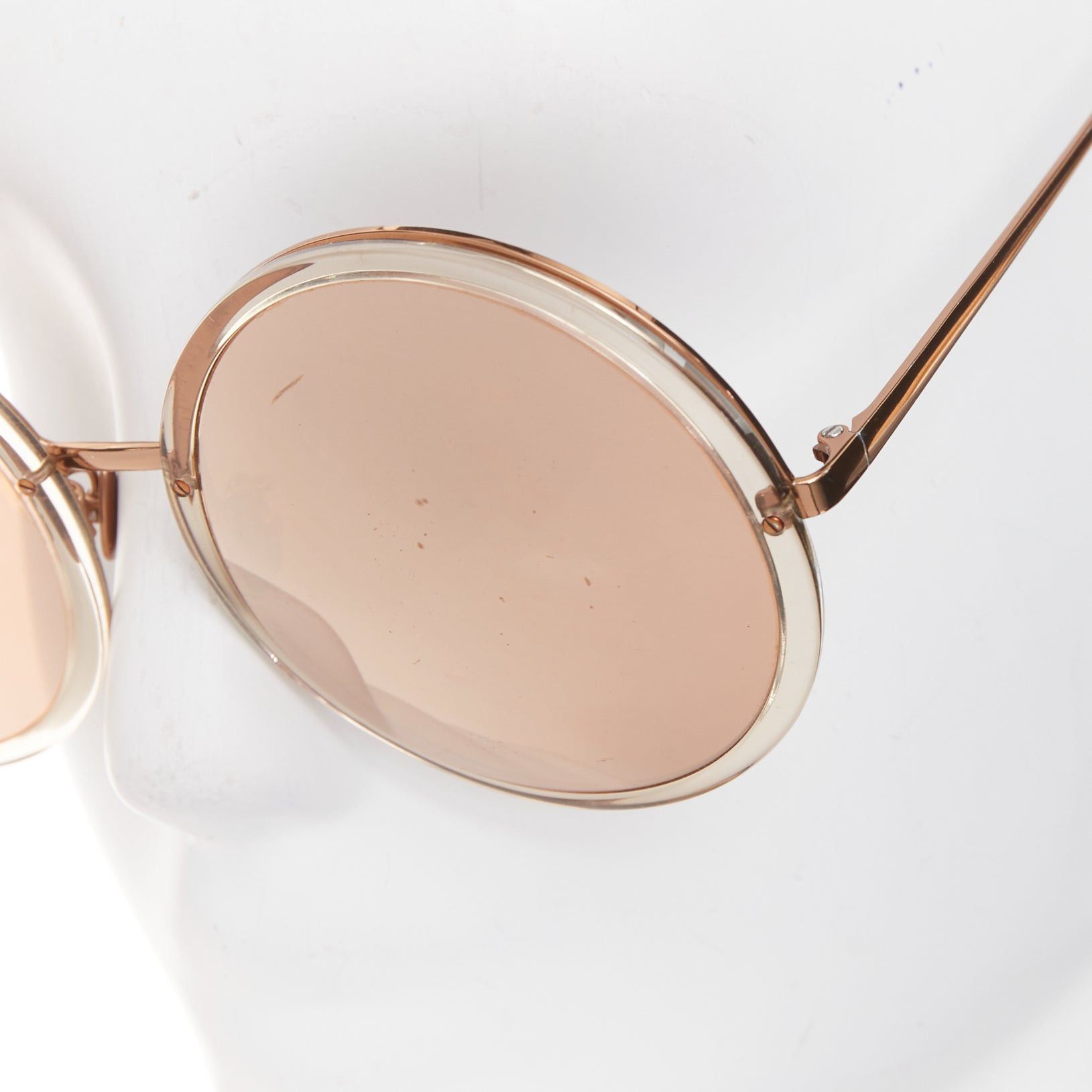Linda Farrow LINDA FARROW LFL4579 rose gold brown ombre clear frame oversized round sunglasses Size ONE SIZE - 5 Thumbnail