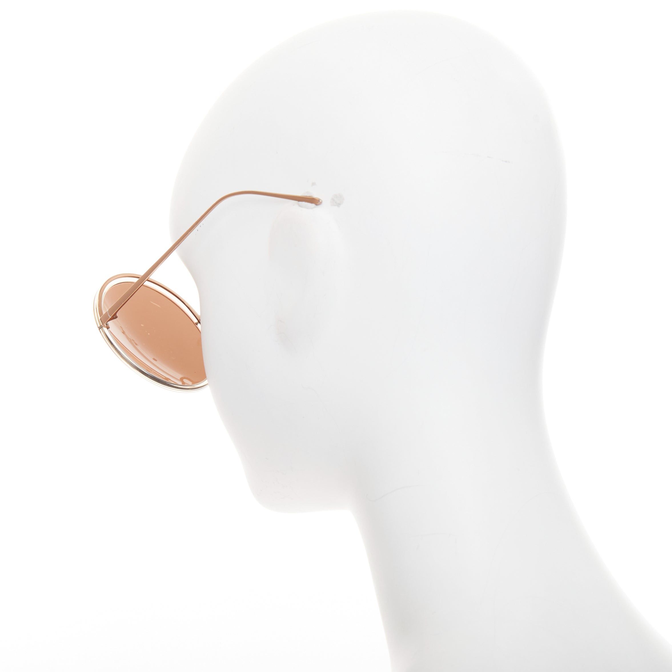 Linda Farrow LINDA FARROW LFL4579 rose gold brown ombre clear frame oversized round sunglasses Size ONE SIZE - 4 Thumbnail