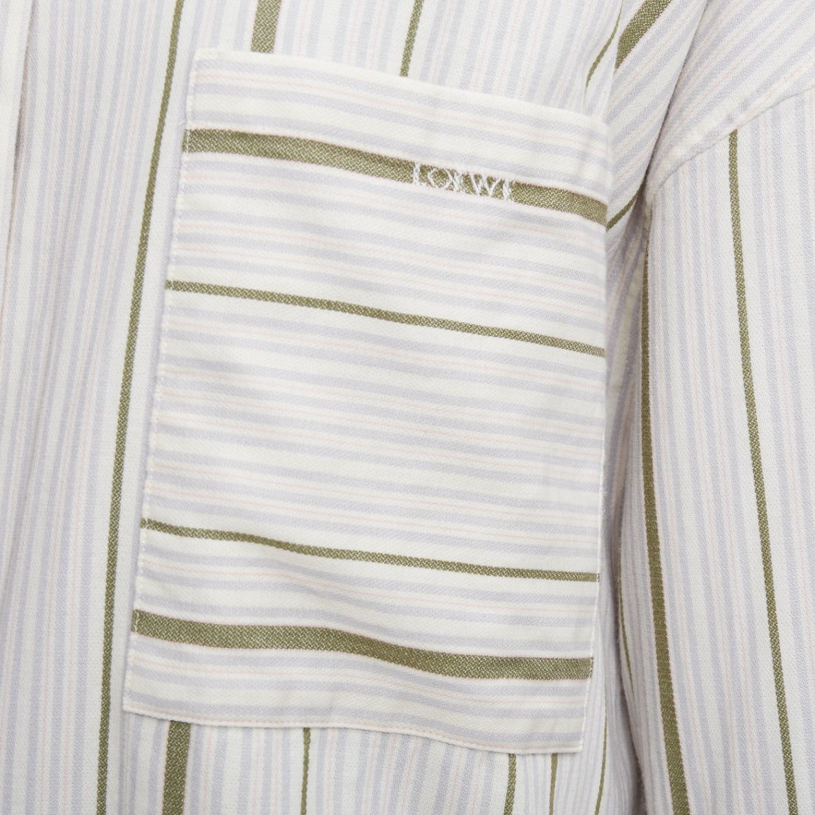 Loewe LOEWE 2022 beige wool cotton subtle logo striped oversized shirt Sz32 Size XS / US 0-2 / IT 36-38 - 2 Thumbnail