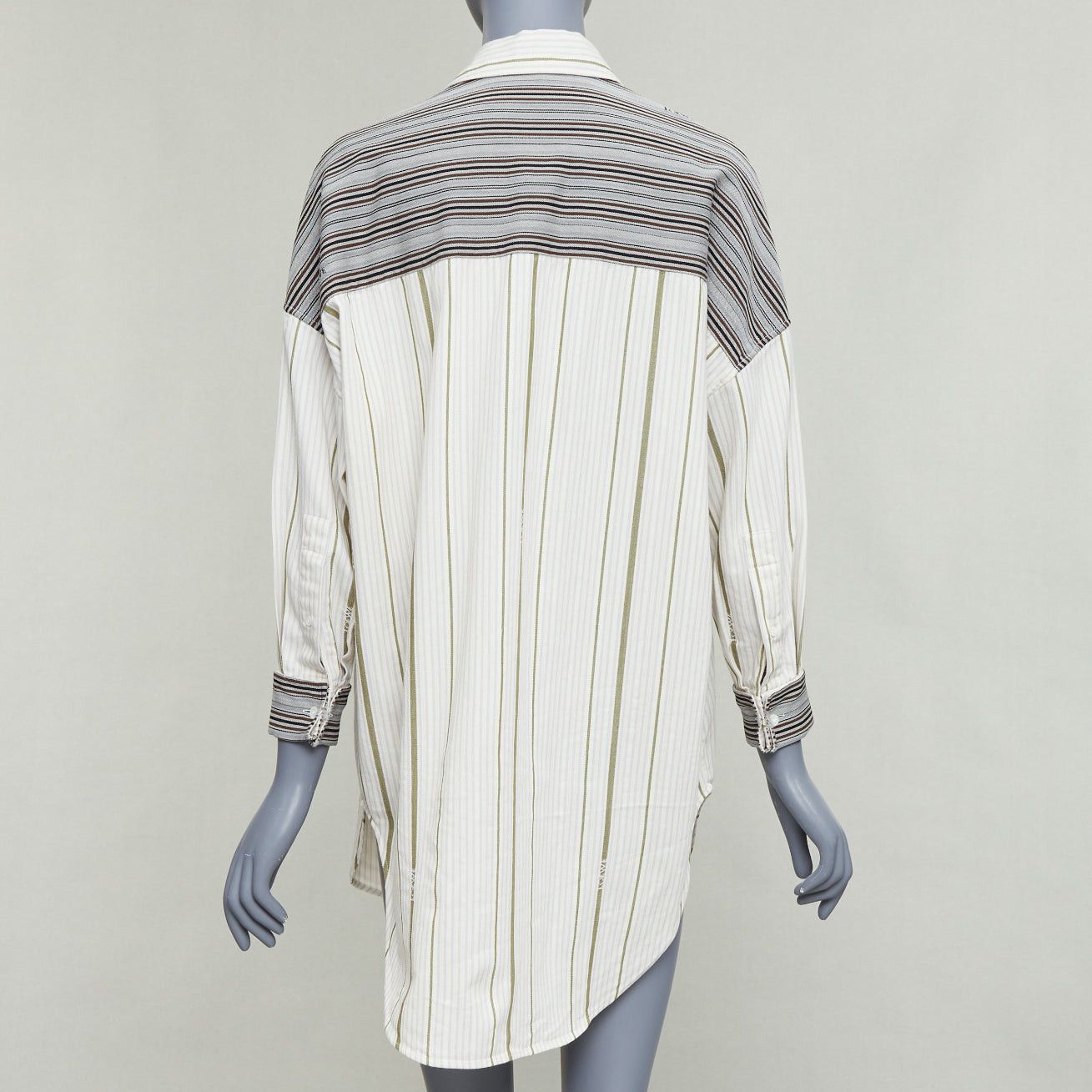 Loewe LOEWE 2022 beige wool cotton subtle logo striped oversized shirt Sz32 Size XS / US 0-2 / IT 36-38 - 3 Thumbnail