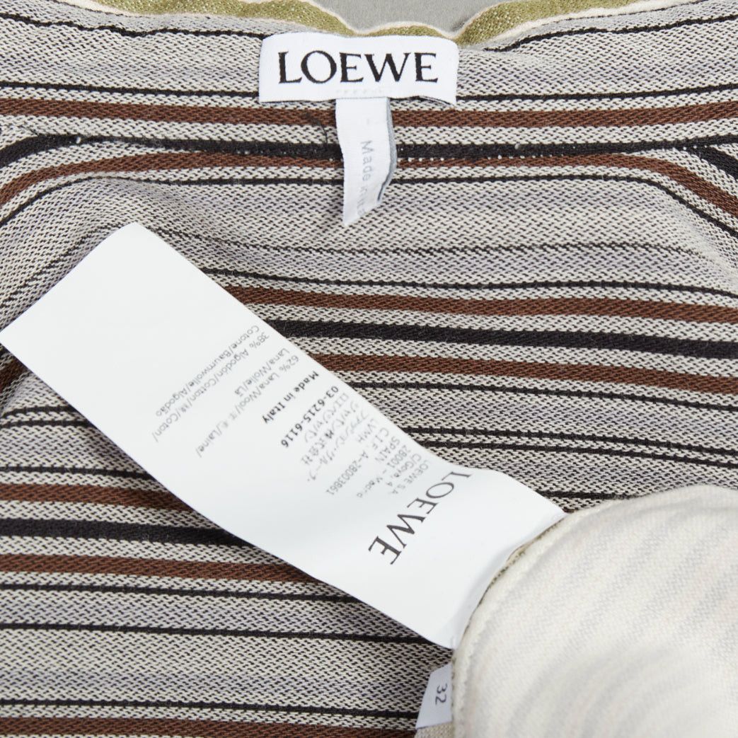 Loewe LOEWE 2022 beige wool cotton subtle logo striped oversized shirt Sz32 Size XS / US 0-2 / IT 36-38 - 8 Thumbnail