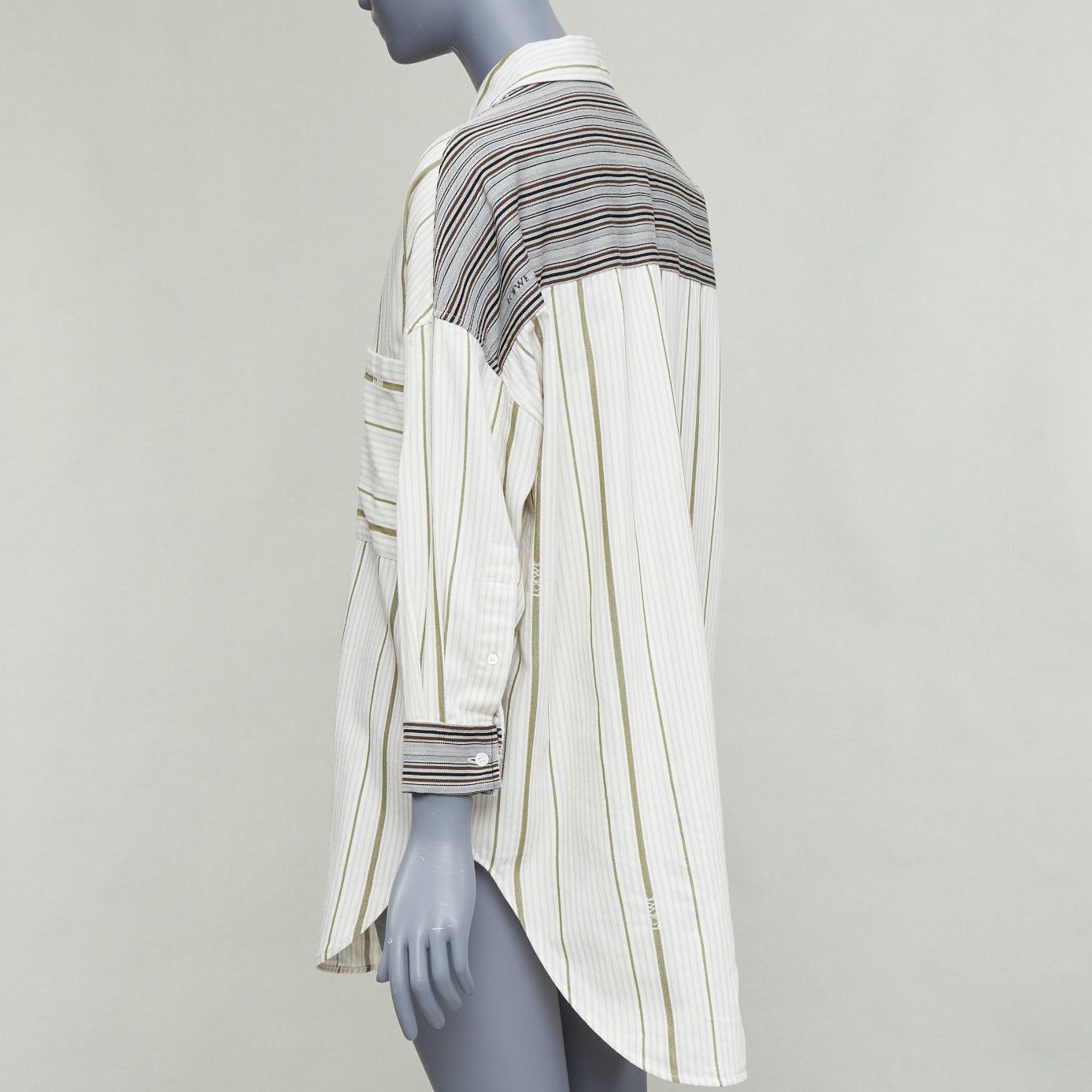 Loewe LOEWE 2022 beige wool cotton subtle logo striped oversized shirt Sz32 Size XS / US 0-2 / IT 36-38 - 6 Thumbnail