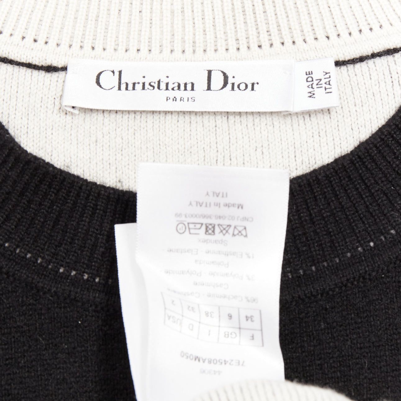 Dior CHRISTIAN DIOR J'adior 8 black cashmere blend crew neck crop sweater FR34 XS Size XS / US 0-2 / IT 36-38 - 8 Thumbnail