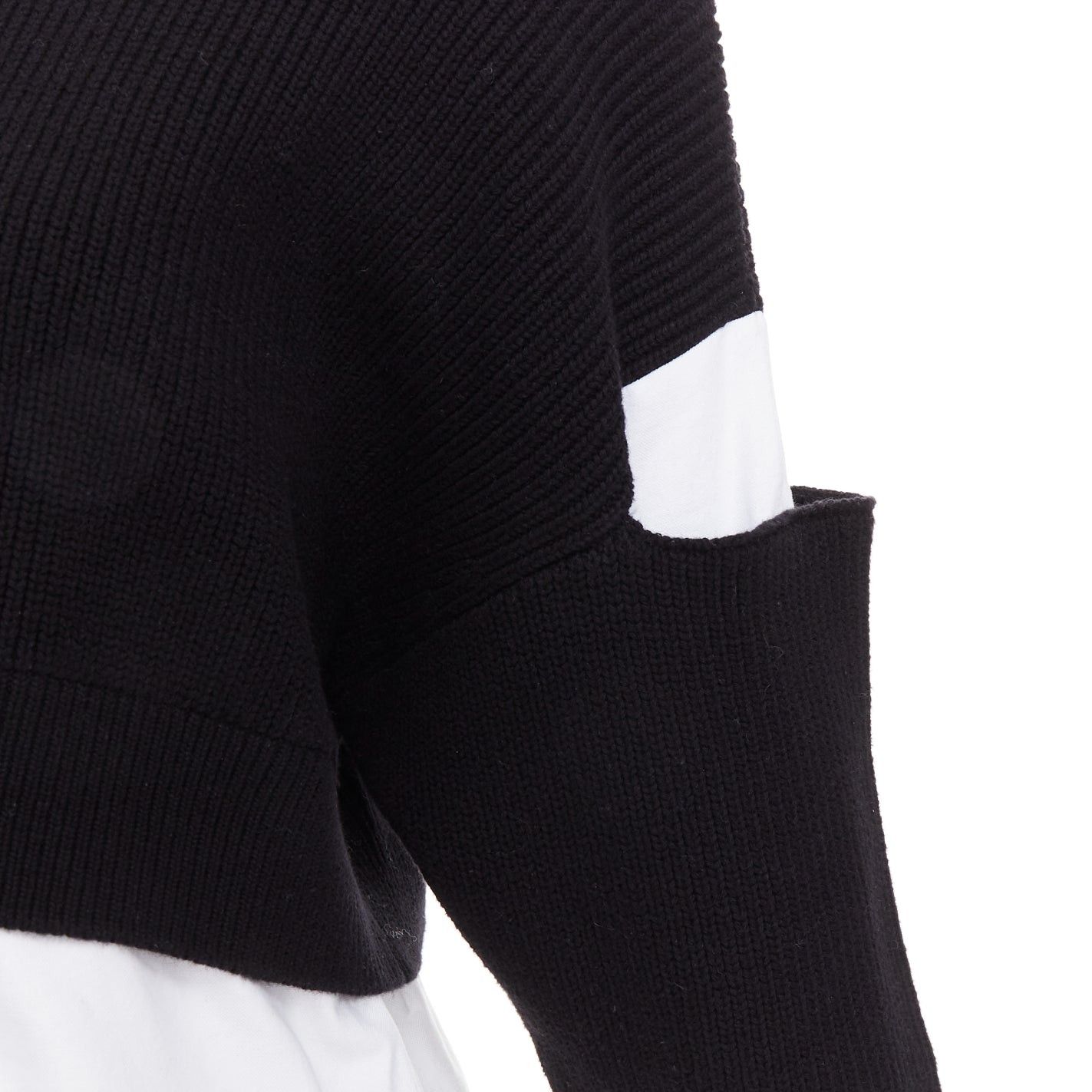 T by Alexander Wang T ALEXANDER WANG black white cotton blend hybrid cropped sweater shirt top XS Size S / US 4 / IT 40 - 2 Thumbnail