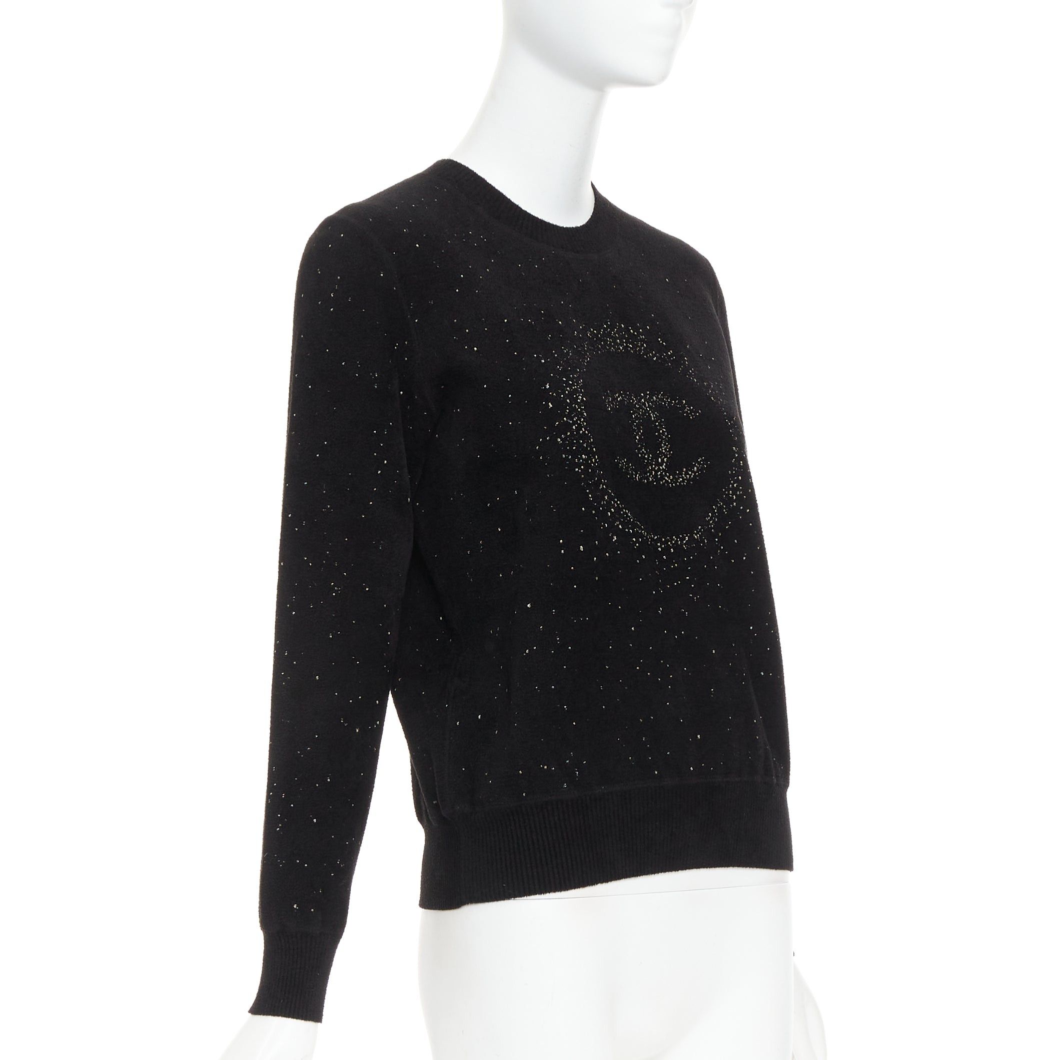 Chanel CHANEL black cupro blend CC starburst logo lurex long sleeve sweater FR36 S Size S / US 4 / IT 40 - 3 Thumbnail