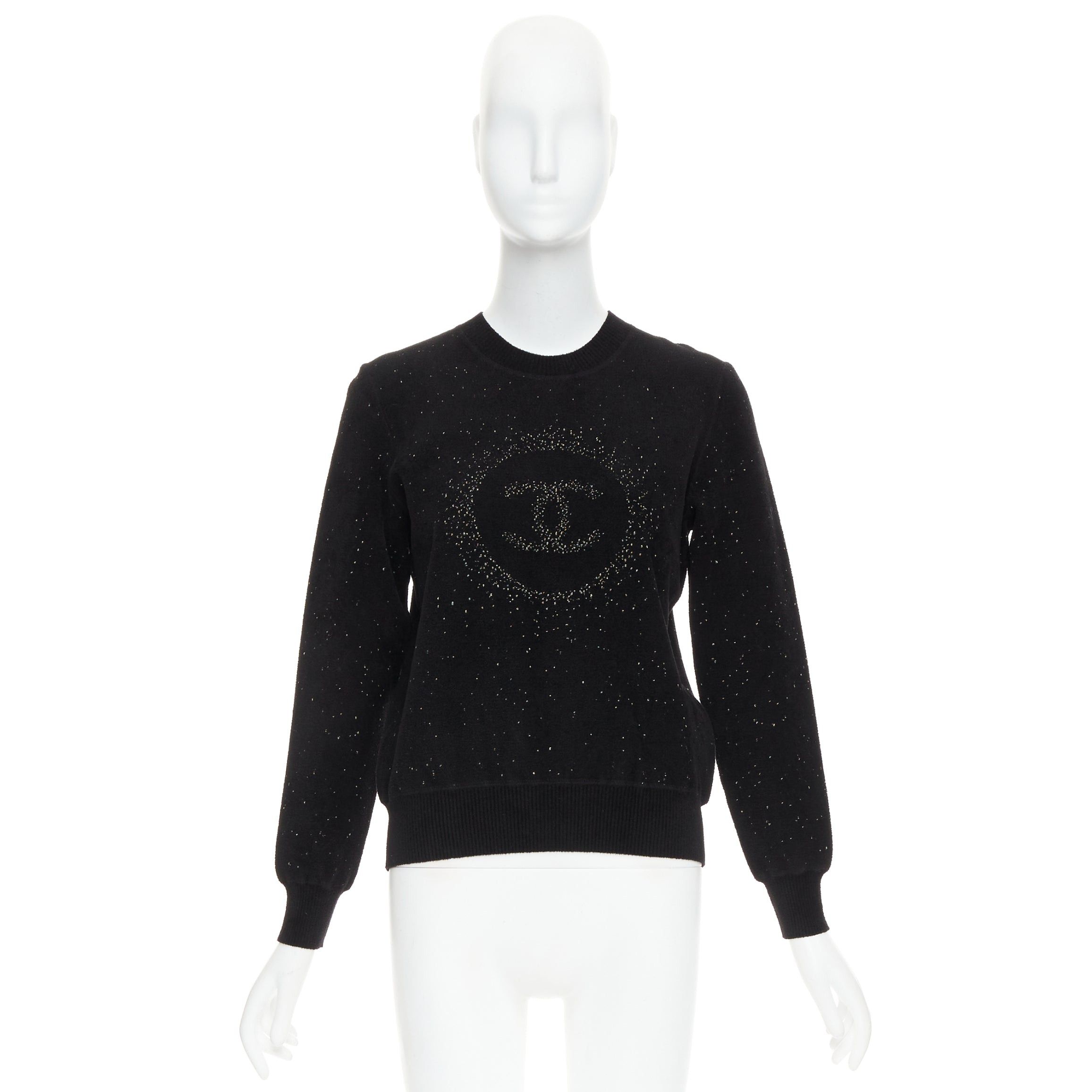 Chanel CHANEL black cupro blend CC starburst logo lurex long sleeve sweater FR36 S Size S / US 4 / IT 40 - 9 Thumbnail