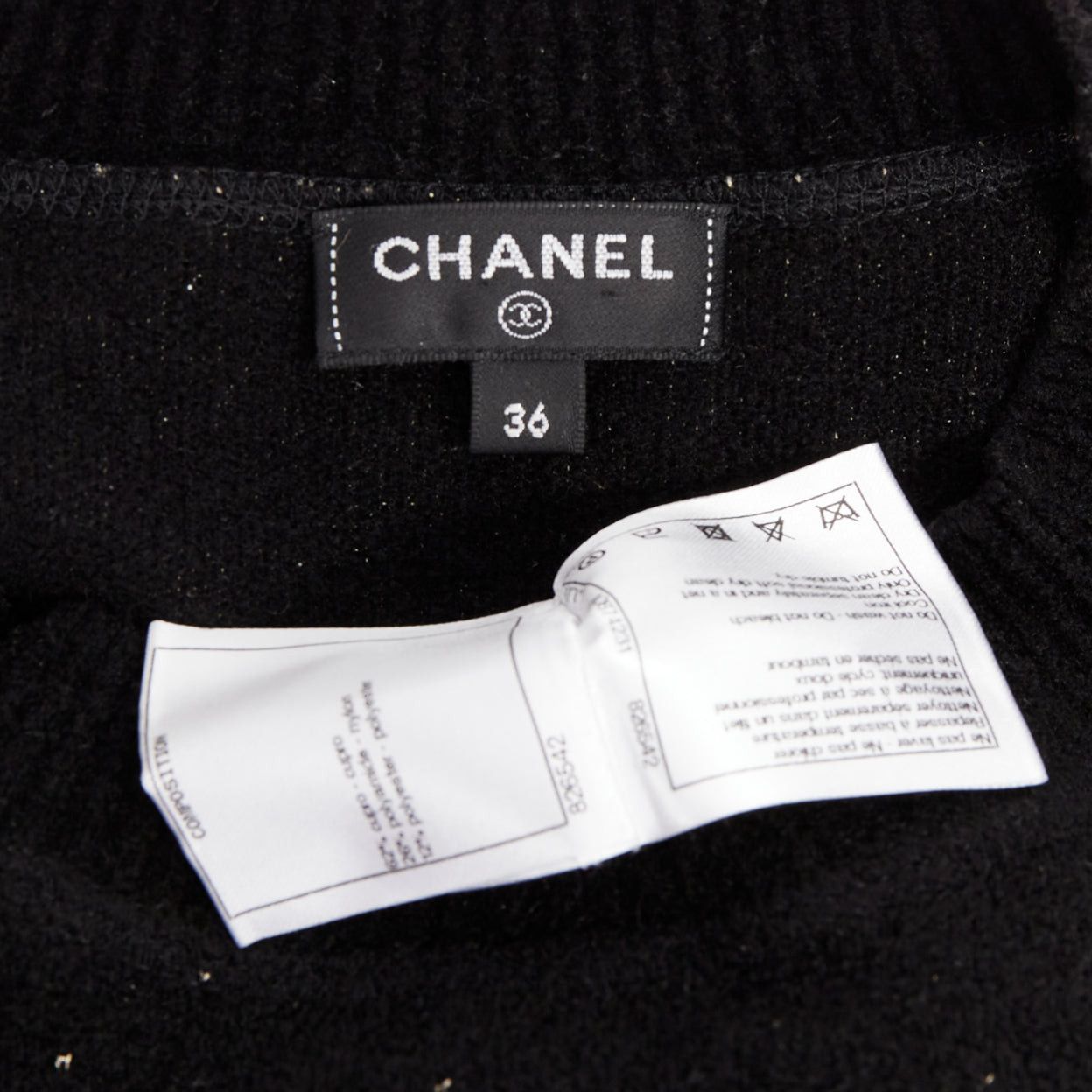 Chanel CHANEL black cupro blend CC starburst logo lurex long sleeve sweater FR36 S Size S / US 4 / IT 40 - 8 Thumbnail
