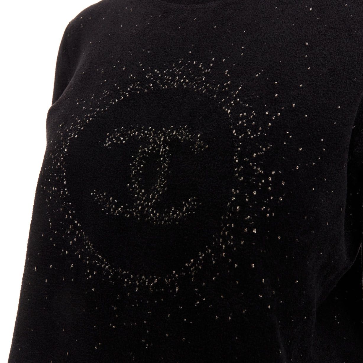 Chanel CHANEL black cupro blend CC starburst logo lurex long sleeve sweater FR36 S Size S / US 4 / IT 40 - 2 Thumbnail