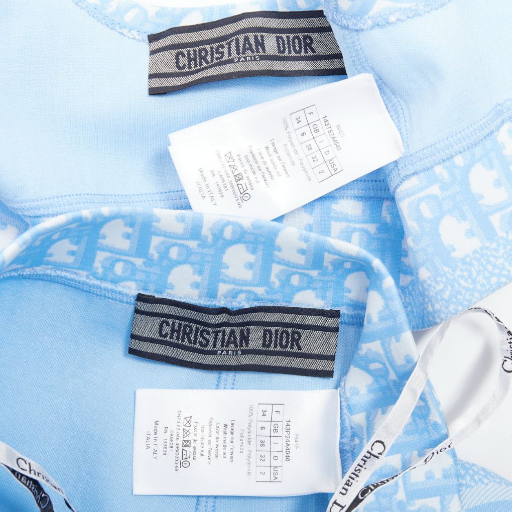 Dior CHRISTIAN DIOR 2021 blue white Oblique monogram zip crop top shorts set FR34 XS Size ONE SIZE - 10 Thumbnail