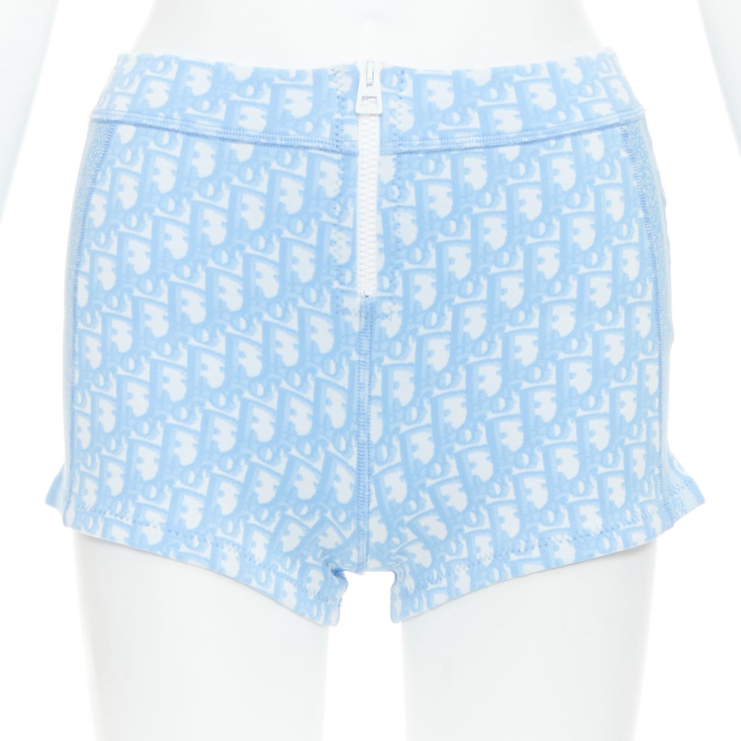 Dior CHRISTIAN DIOR 2021 blue white Oblique monogram zip crop top shorts set FR34 XS Size ONE SIZE - 8 Thumbnail