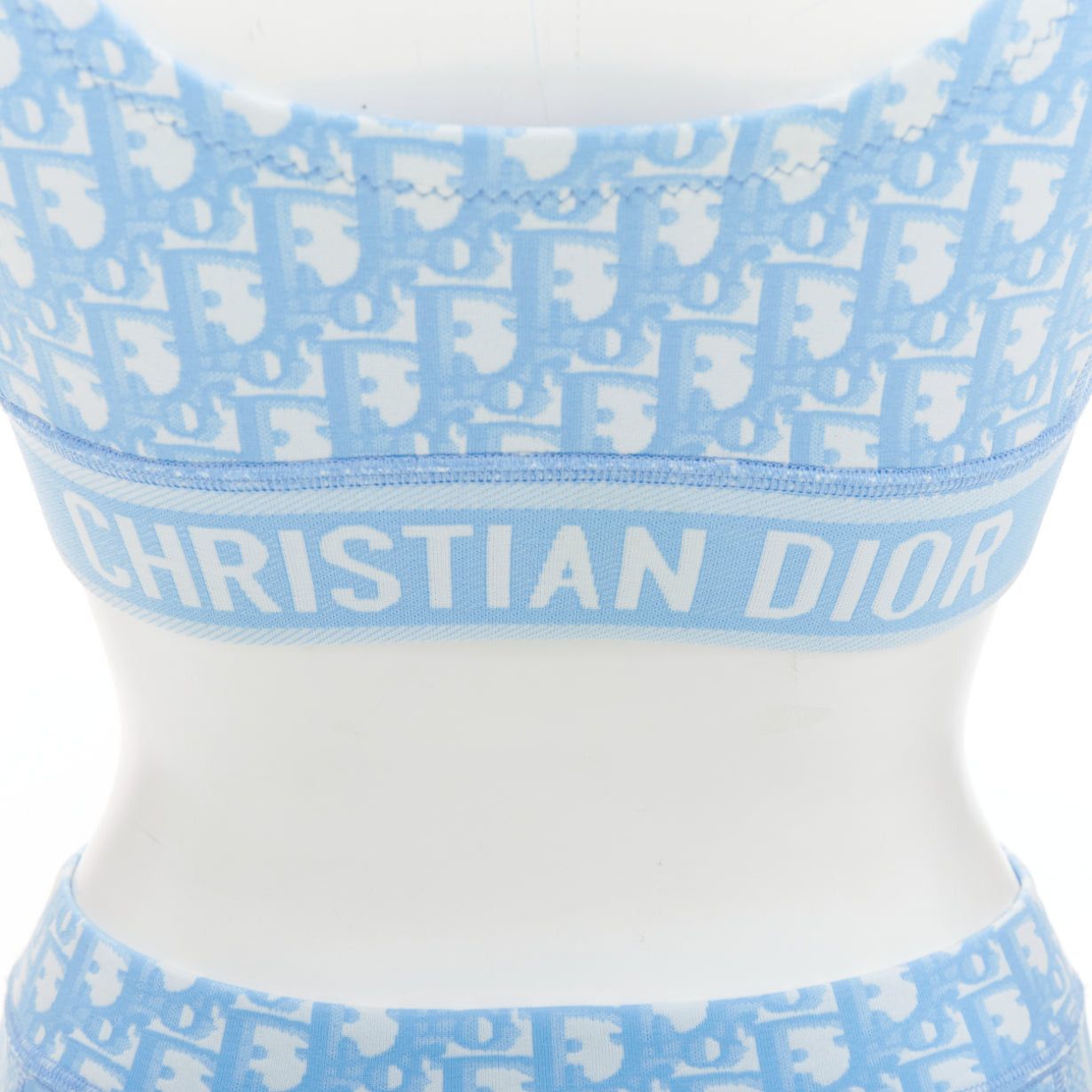 Dior CHRISTIAN DIOR 2021 blue white Oblique monogram zip crop top shorts set FR34 XS Size ONE SIZE - 7 Thumbnail