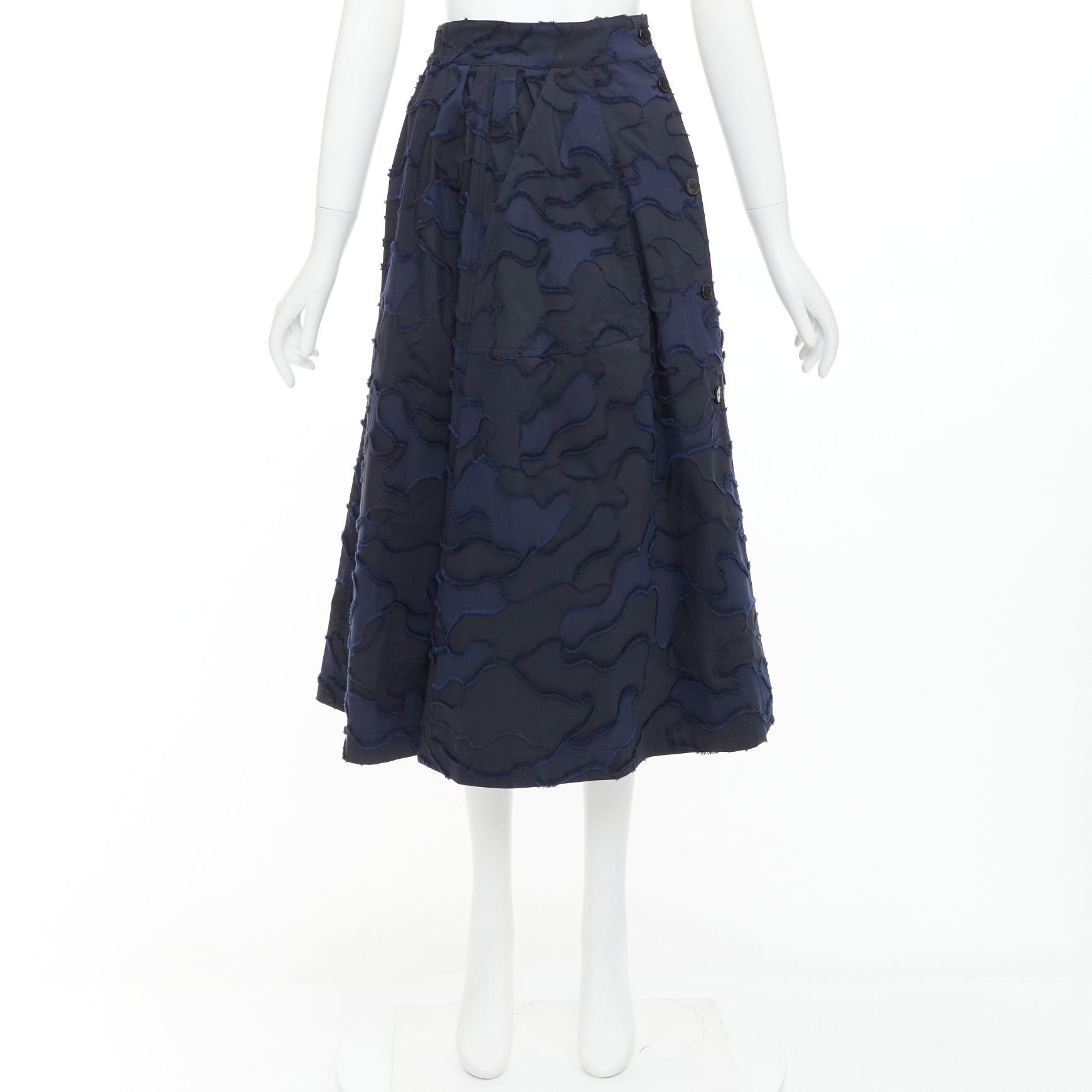 Dior CHRISTIAN DIOR 2020 Runway navy cotton camouflage jacquard midi skirt FR34 XS Size 26" / US 2 / IT 38 - 9 Thumbnail