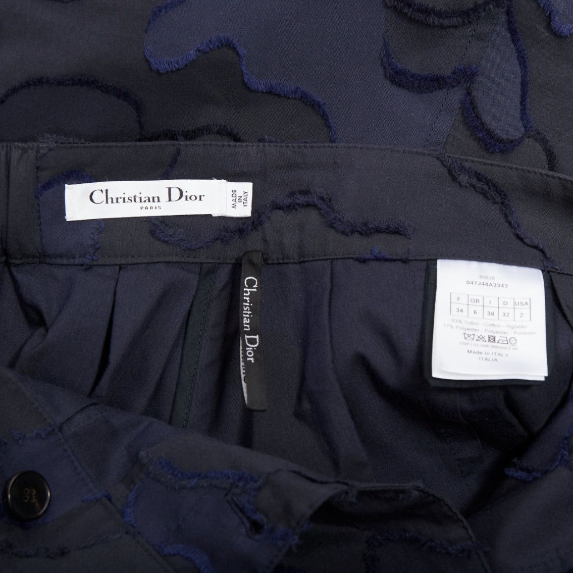 Dior CHRISTIAN DIOR 2020 Runway navy cotton camouflage jacquard midi skirt FR34 XS Size 26" / US 2 / IT 38 - 8 Thumbnail