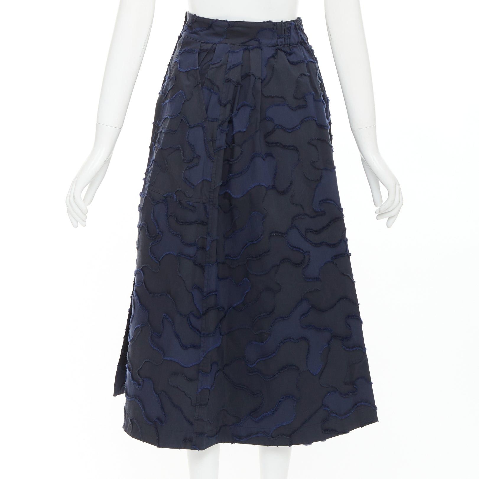 Dior CHRISTIAN DIOR 2020 Runway navy cotton camouflage jacquard midi skirt FR34 XS Size 26" / US 2 / IT 38 - 5 Thumbnail