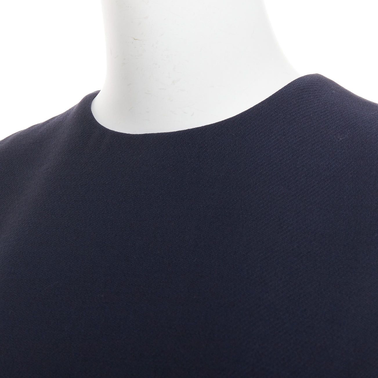 Dior CHRISTIAN DIOR navy wool silk flap pocket darted slit sided sleeveless Aline dress FR34 XS Size XS / US 0-2 / IT 36-38 - 7 Thumbnail
