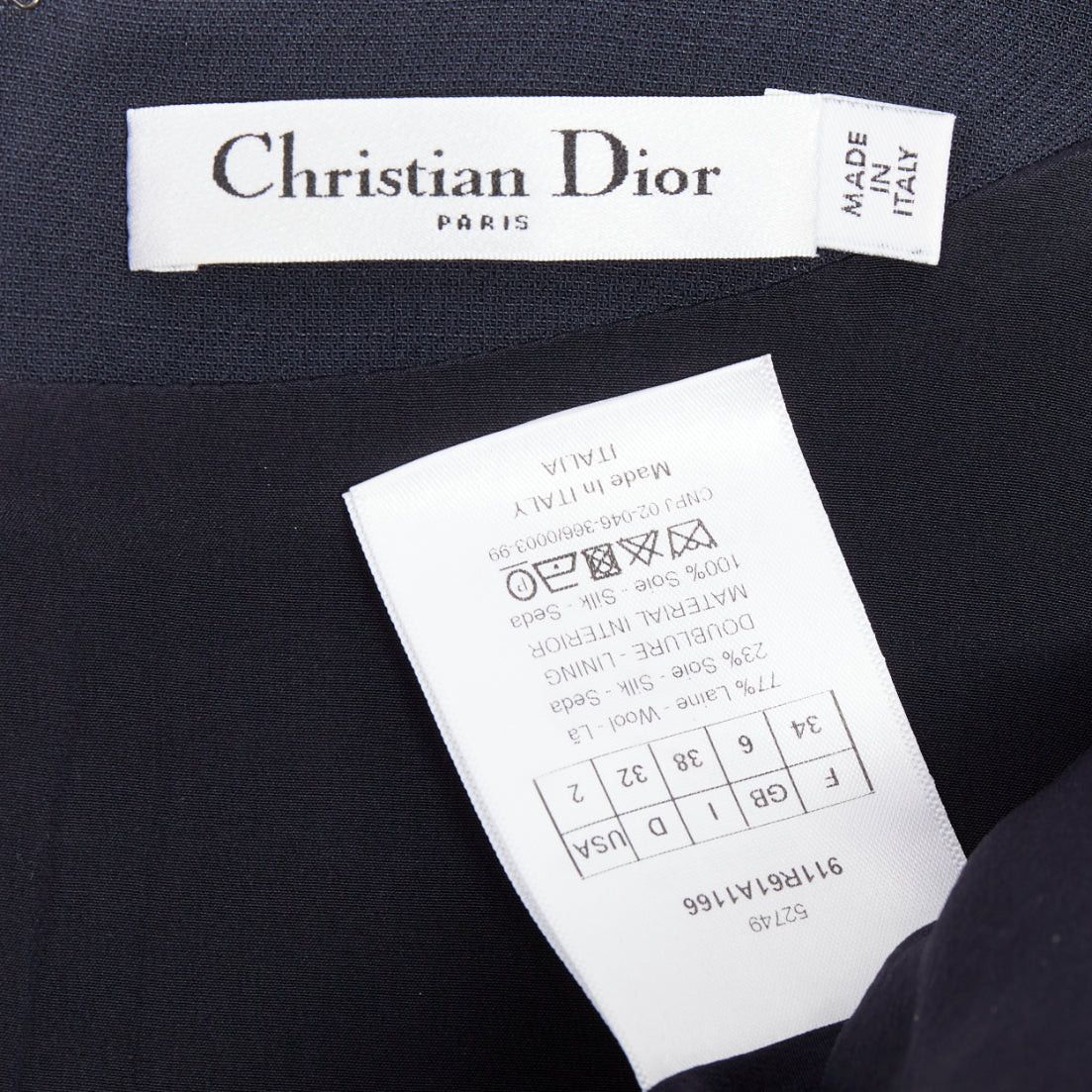 Dior CHRISTIAN DIOR navy wool silk flap pocket darted slit sided sleeveless Aline dress FR34 XS Size XS / US 0-2 / IT 36-38 - 8 Thumbnail