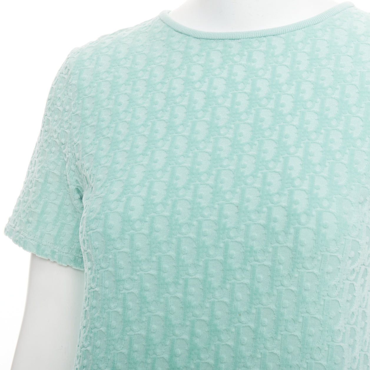 Dior CHRISTIAN DIOR KIDS turquoise cotton velour monogram frill mini dress Yr12 Size XS / US 0-2 / IT 36-38 - 7 Thumbnail