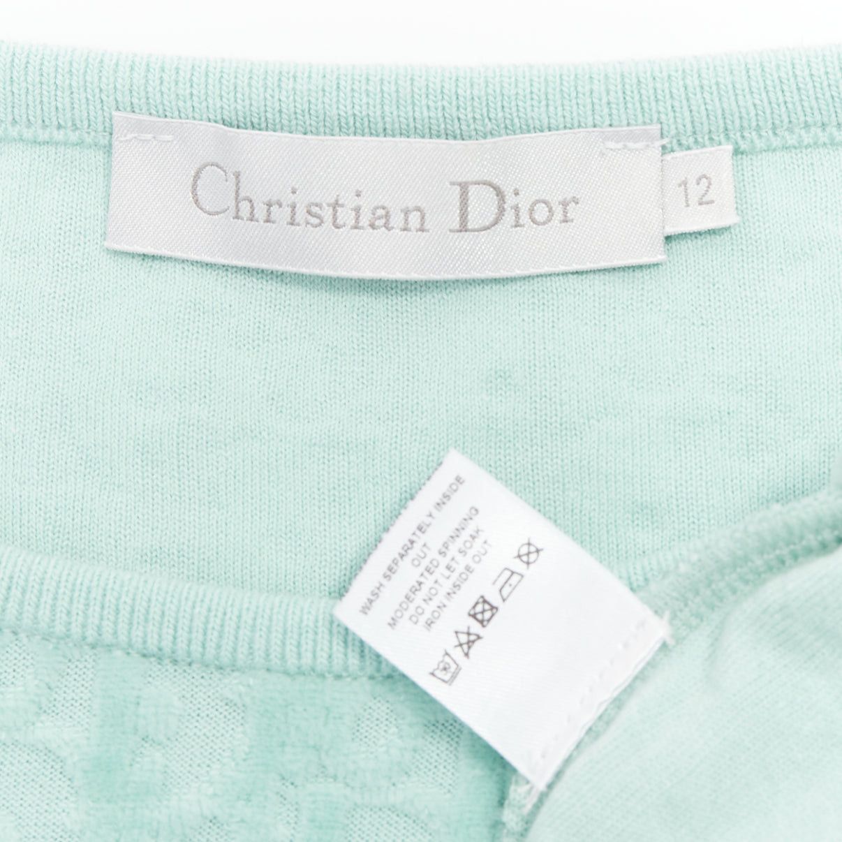 Dior CHRISTIAN DIOR KIDS turquoise cotton velour monogram frill mini dress Yr12 Size XS / US 0-2 / IT 36-38 - 8 Thumbnail