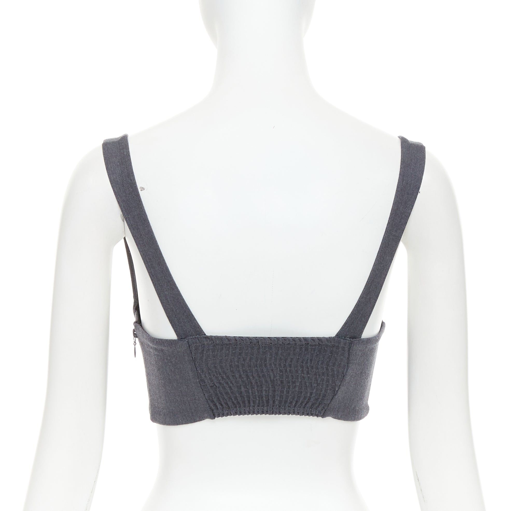 La Perla LA PERLA grey virgin wool gold studs cropped bustier top IT36B Size S / US 4 / IT 40 - 5 Thumbnail
