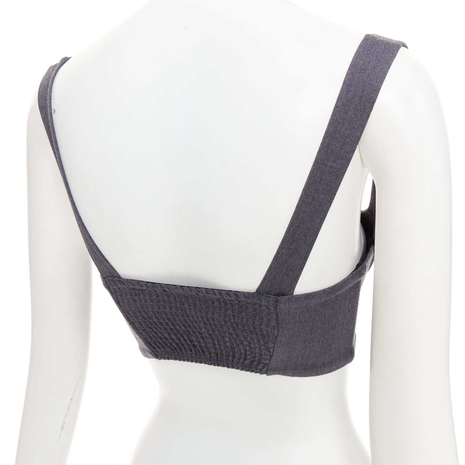 La Perla LA PERLA grey virgin wool gold studs cropped bustier top IT36B Size S / US 4 / IT 40 - 7 Thumbnail