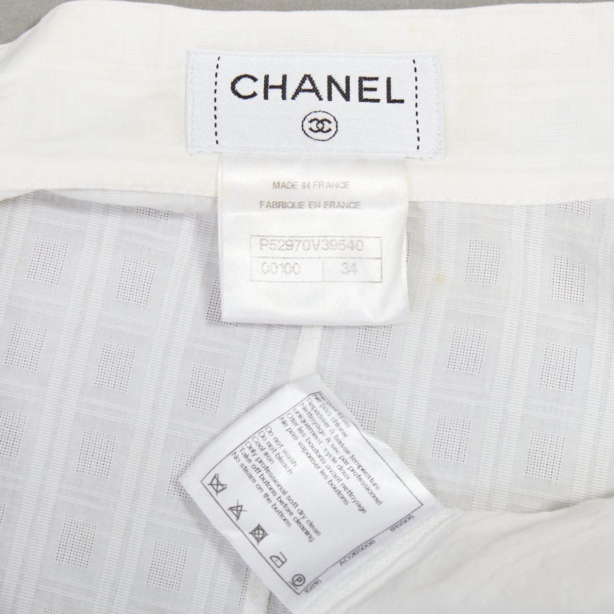 Chanel CHANEL 2016 cream cotton CC logo striped fitted shirt FR34 XS Size XS / US 0-2 / IT 36-38 - 8 Thumbnail