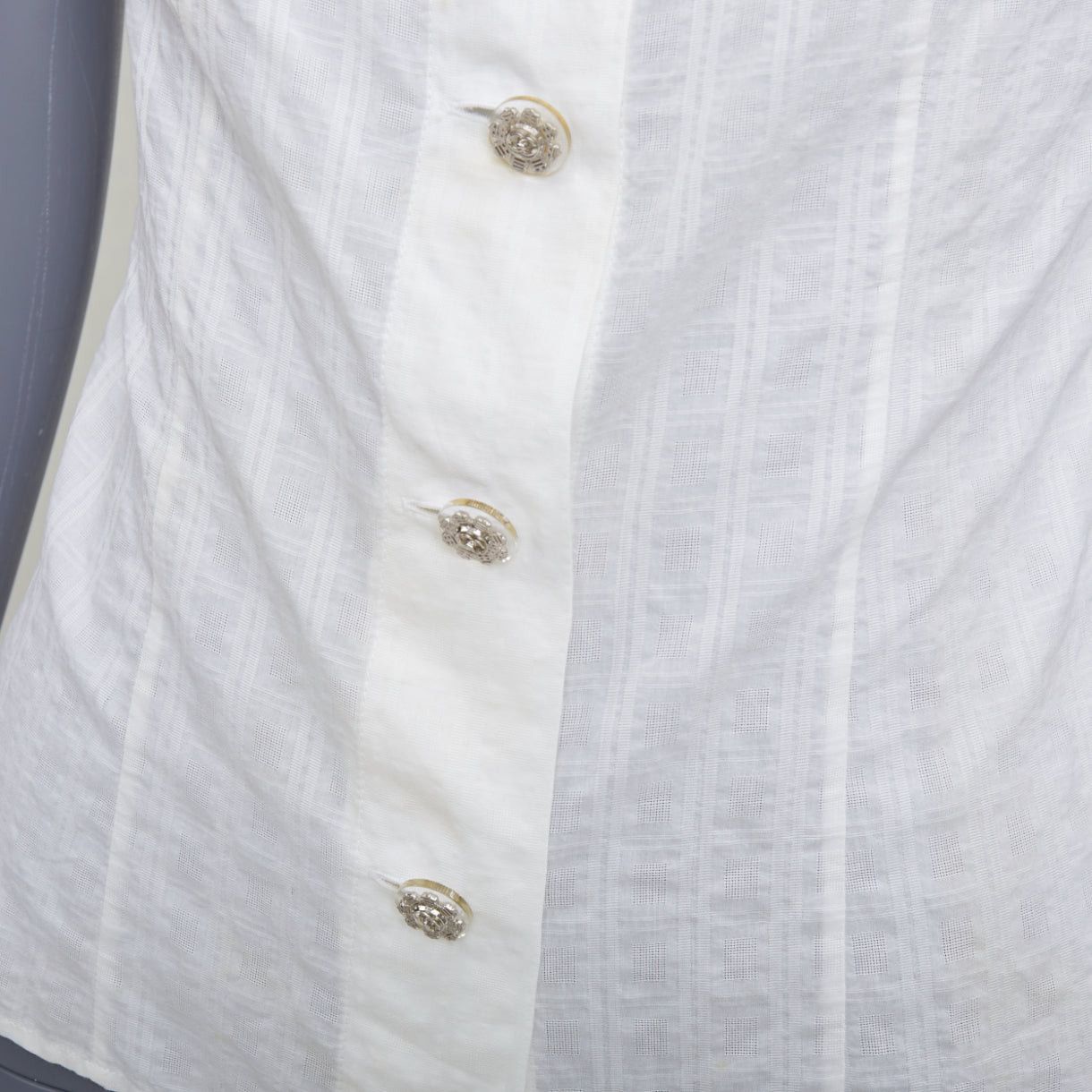 Chanel CHANEL 2016 cream cotton CC logo striped fitted shirt FR34 XS Size XS / US 0-2 / IT 36-38 - 7 Thumbnail