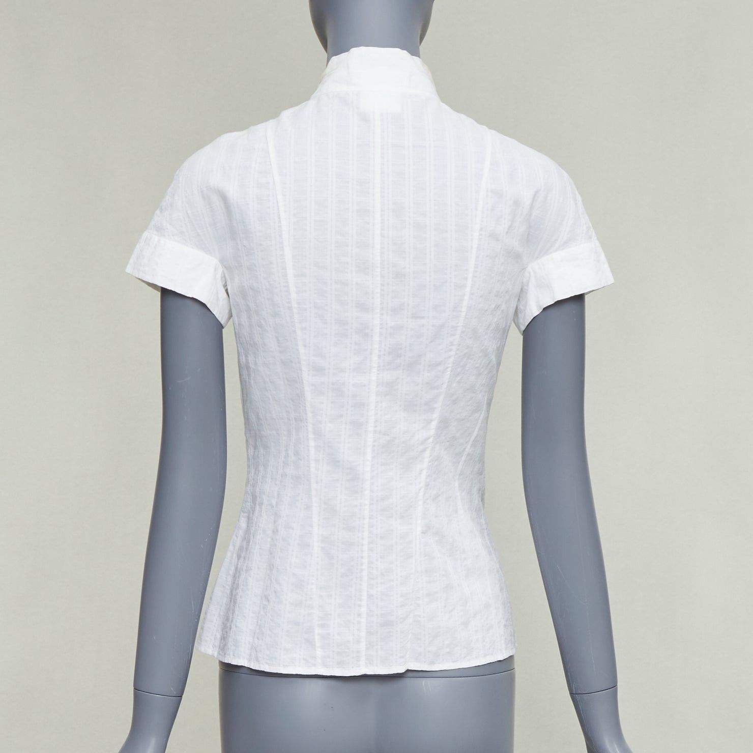 Chanel CHANEL 2016 cream cotton CC logo striped fitted shirt FR34 XS Size XS / US 0-2 / IT 36-38 - 5 Thumbnail