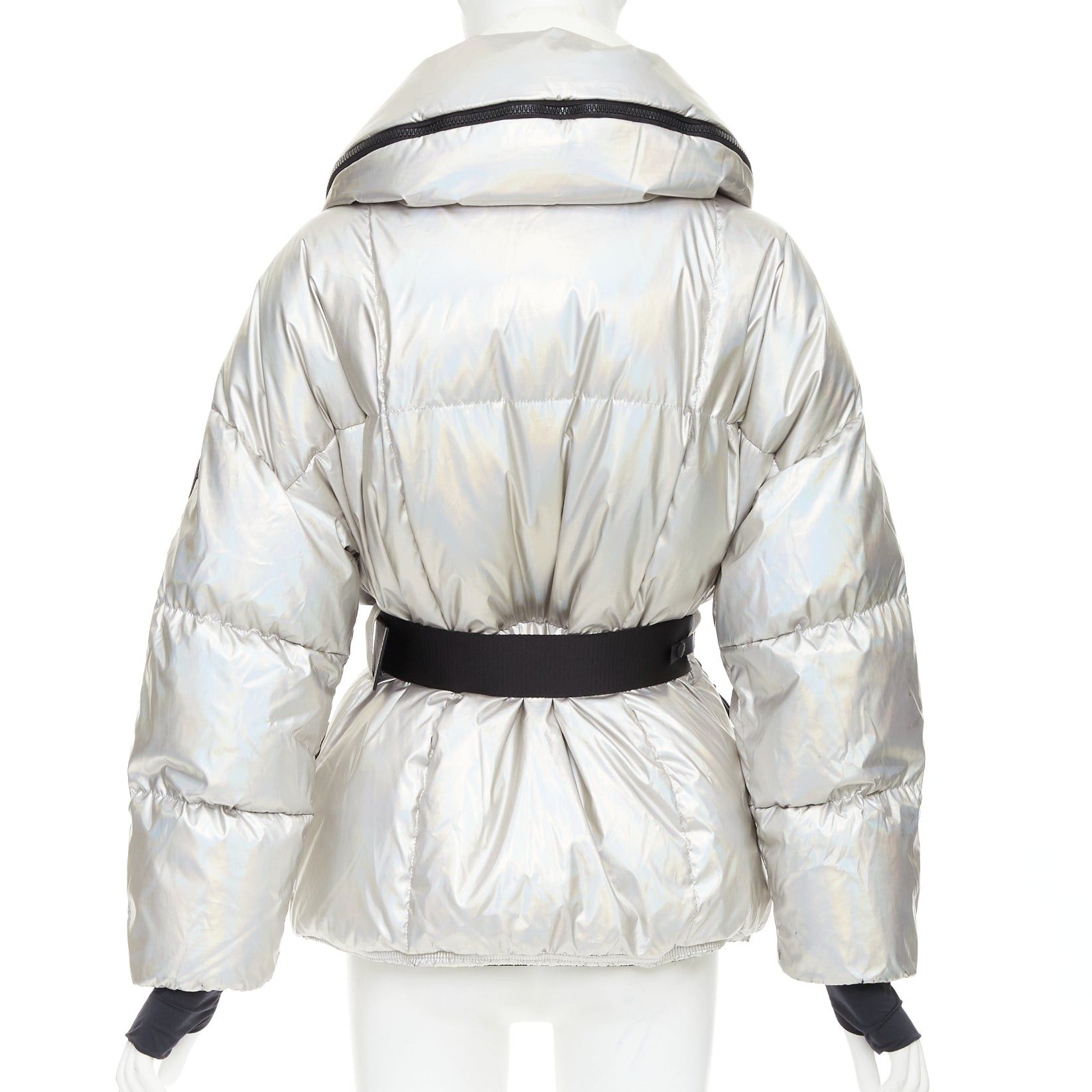 Moncler MONCLER Ollignan holographic silver duo collar belted puffer ski jacket Sz.0 XS Size S / US 4 / IT 40 - 6 Thumbnail