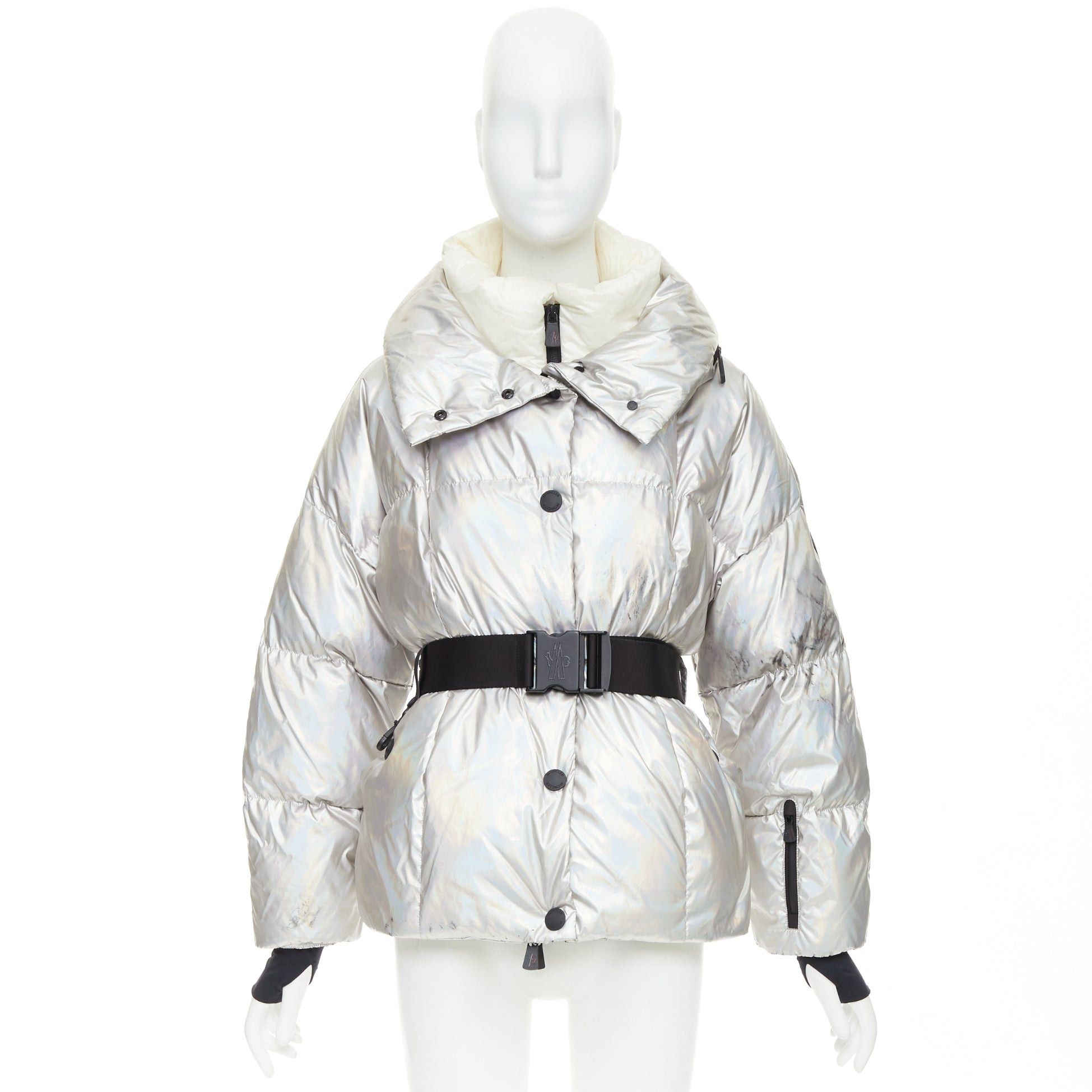 Moncler MONCLER Ollignan holographic silver duo collar belted puffer ski jacket Sz.0 XS Size S / US 4 / IT 40 - 11 Thumbnail