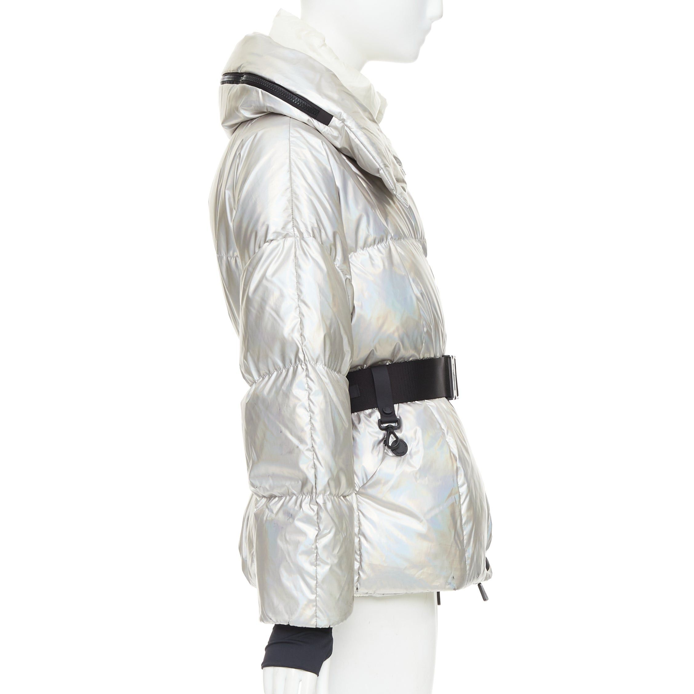 Moncler MONCLER Ollignan holographic silver duo collar belted puffer ski jacket Sz.0 XS Size S / US 4 / IT 40 - 5 Thumbnail
