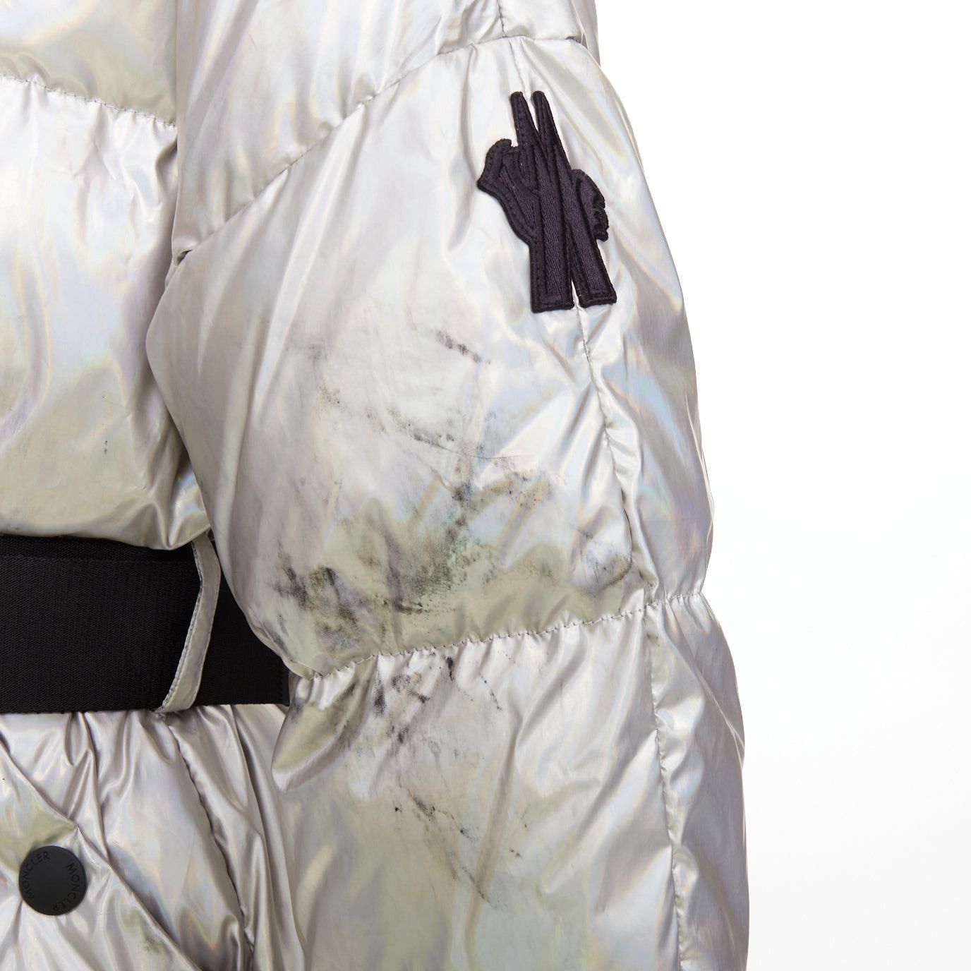Moncler MONCLER Ollignan holographic silver duo collar belted puffer ski jacket Sz.0 XS Size S / US 4 / IT 40 - 2 Thumbnail