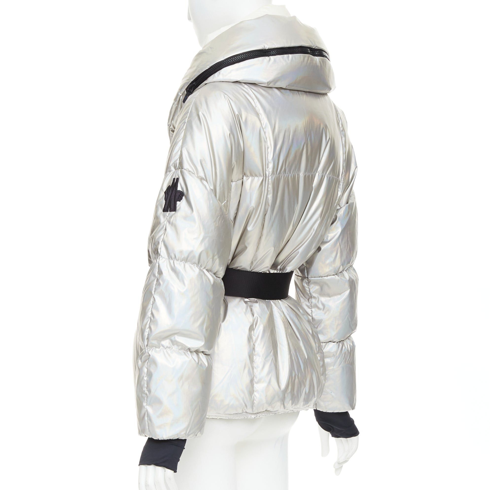 Moncler MONCLER Ollignan holographic silver duo collar belted puffer ski jacket Sz.0 XS Size S / US 4 / IT 40 - 7 Thumbnail