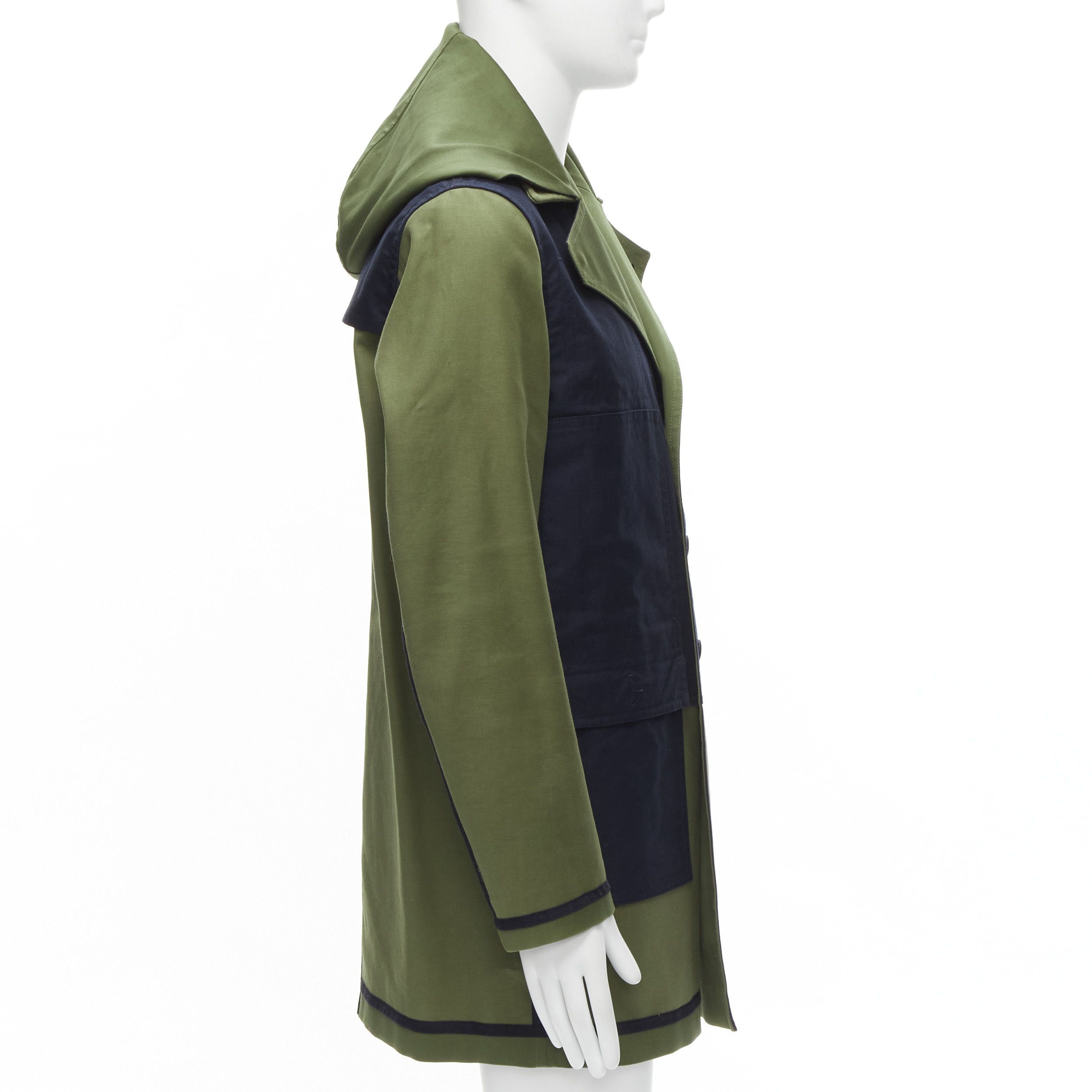 Valentino VALENTINO Reversible green navy cotton poplin oversized collar mid coat EU48 M Size US M / EU 48-50 / 2 - 11 Thumbnail