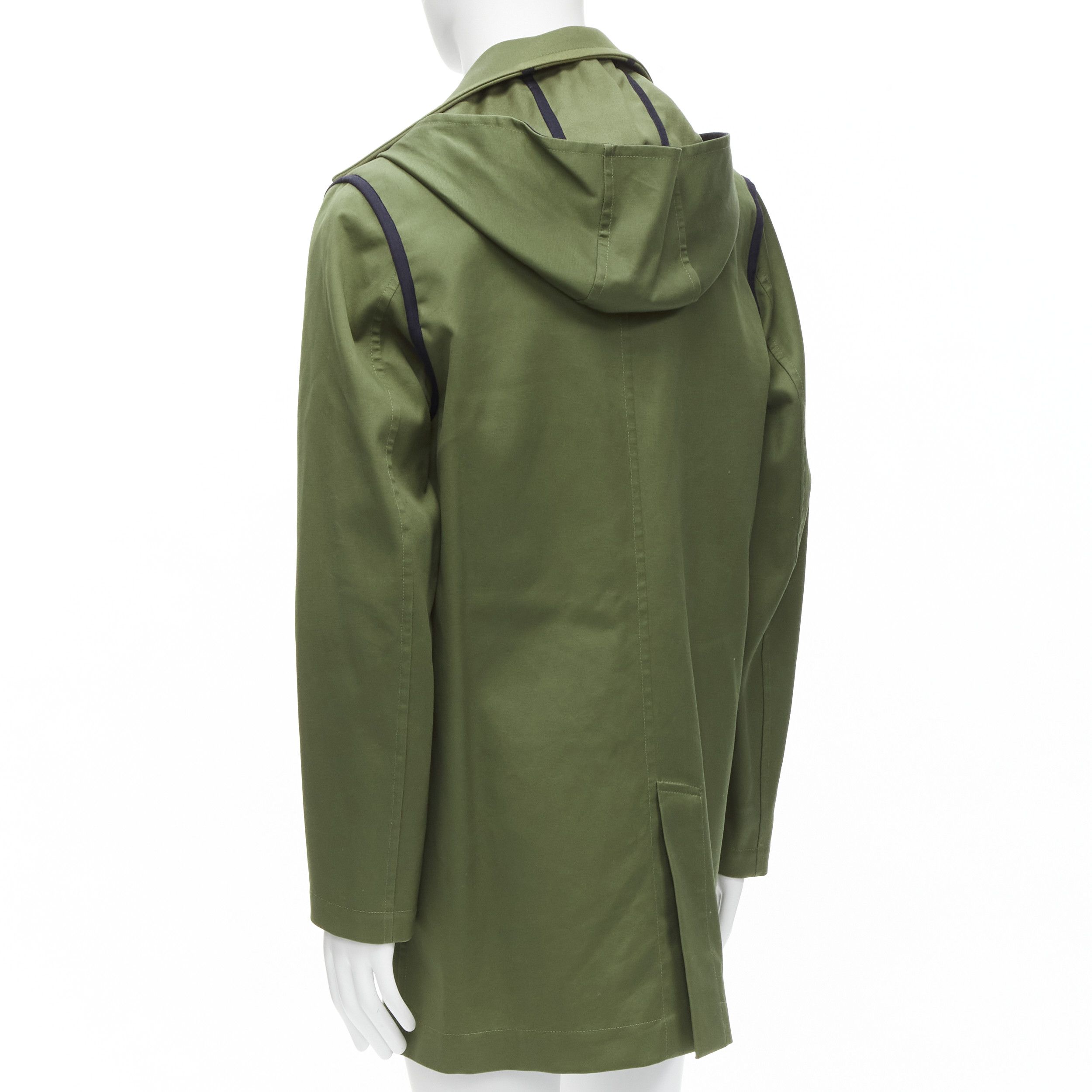 Valentino VALENTINO Reversible green navy cotton poplin oversized collar mid coat EU48 M Size US M / EU 48-50 / 2 - 5 Thumbnail
