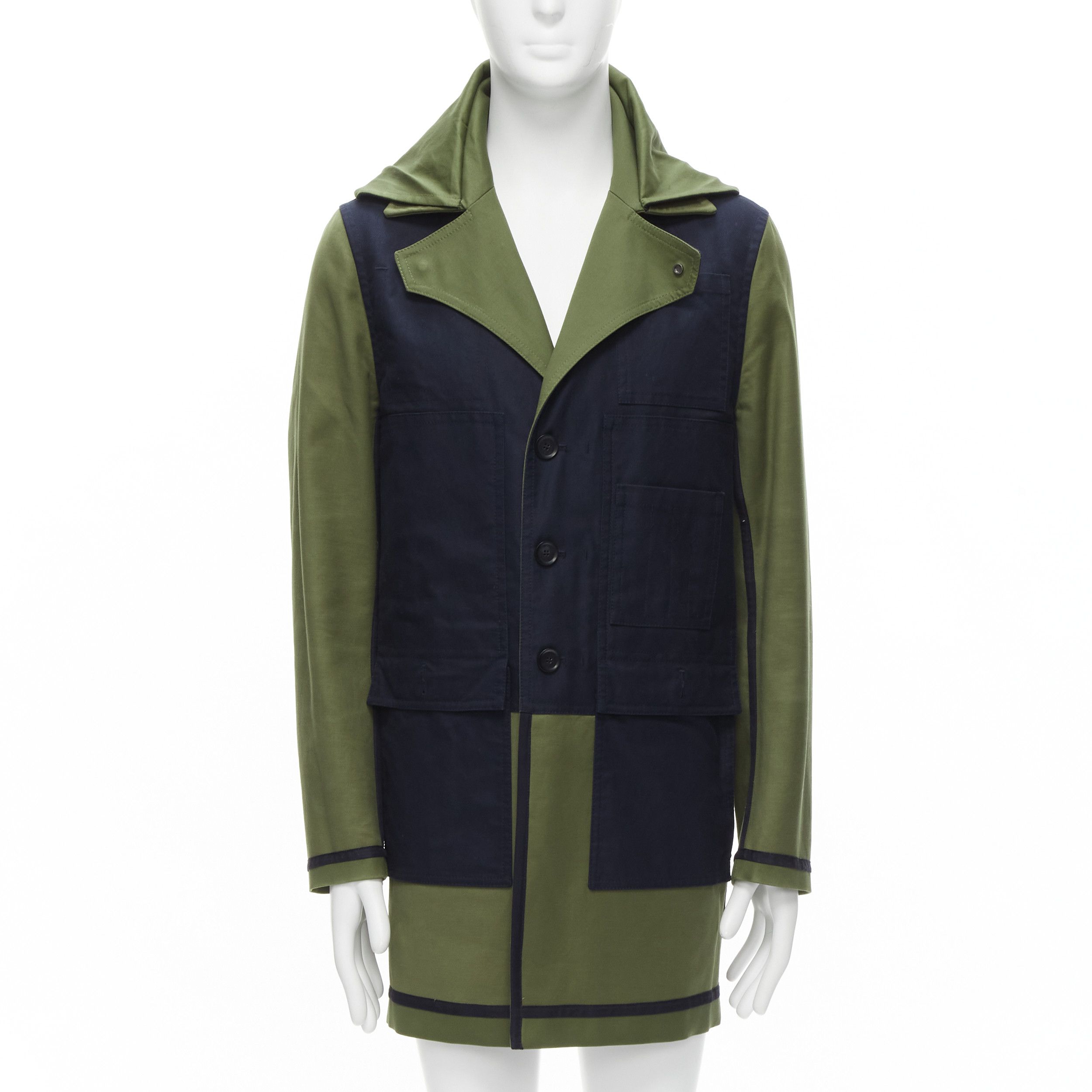 Valentino VALENTINO Reversible green navy cotton poplin oversized collar mid coat EU48 M Size US M / EU 48-50 / 2 - 9 Thumbnail