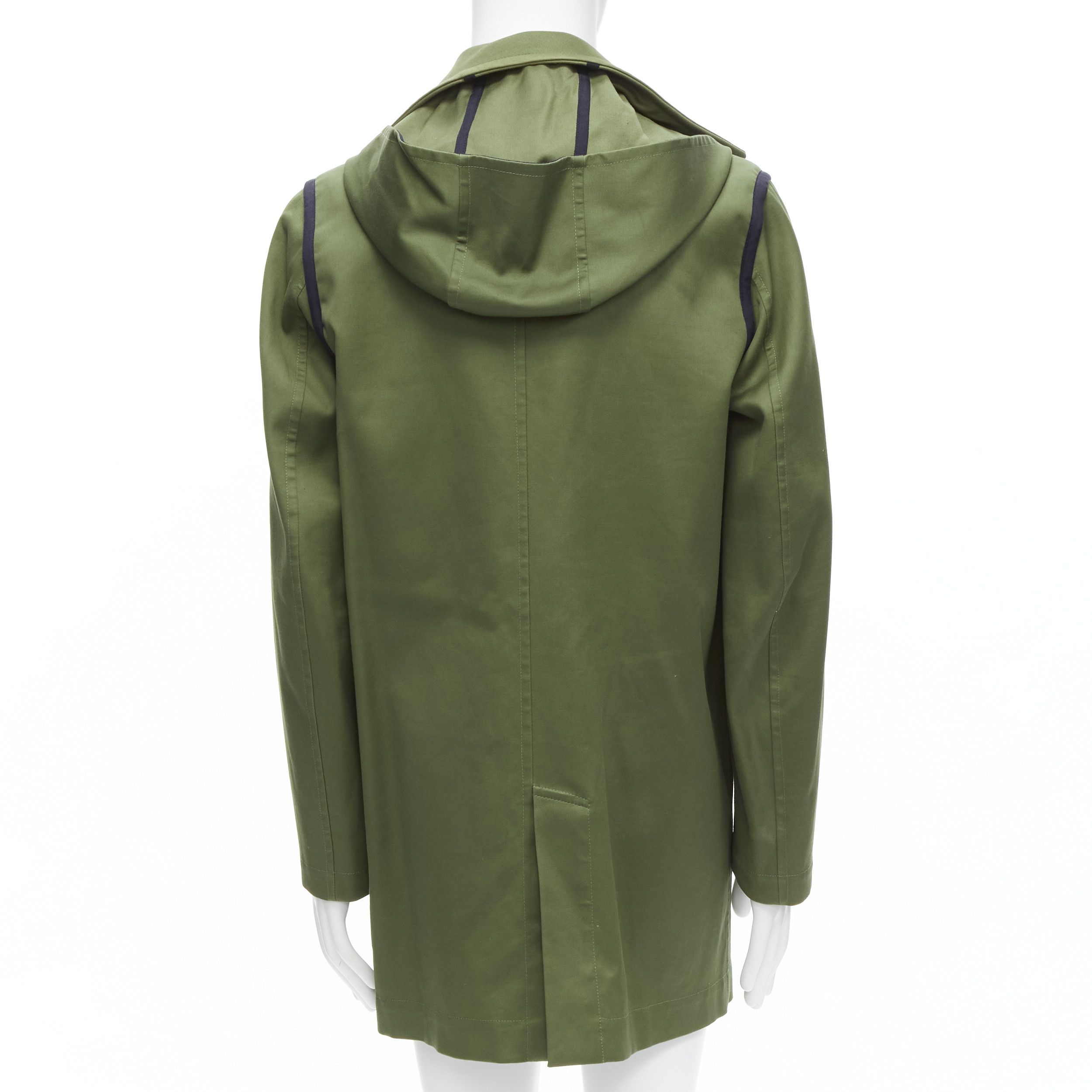 Valentino VALENTINO Reversible green navy cotton poplin oversized collar mid coat EU48 M Size US M / EU 48-50 / 2 - 4 Thumbnail