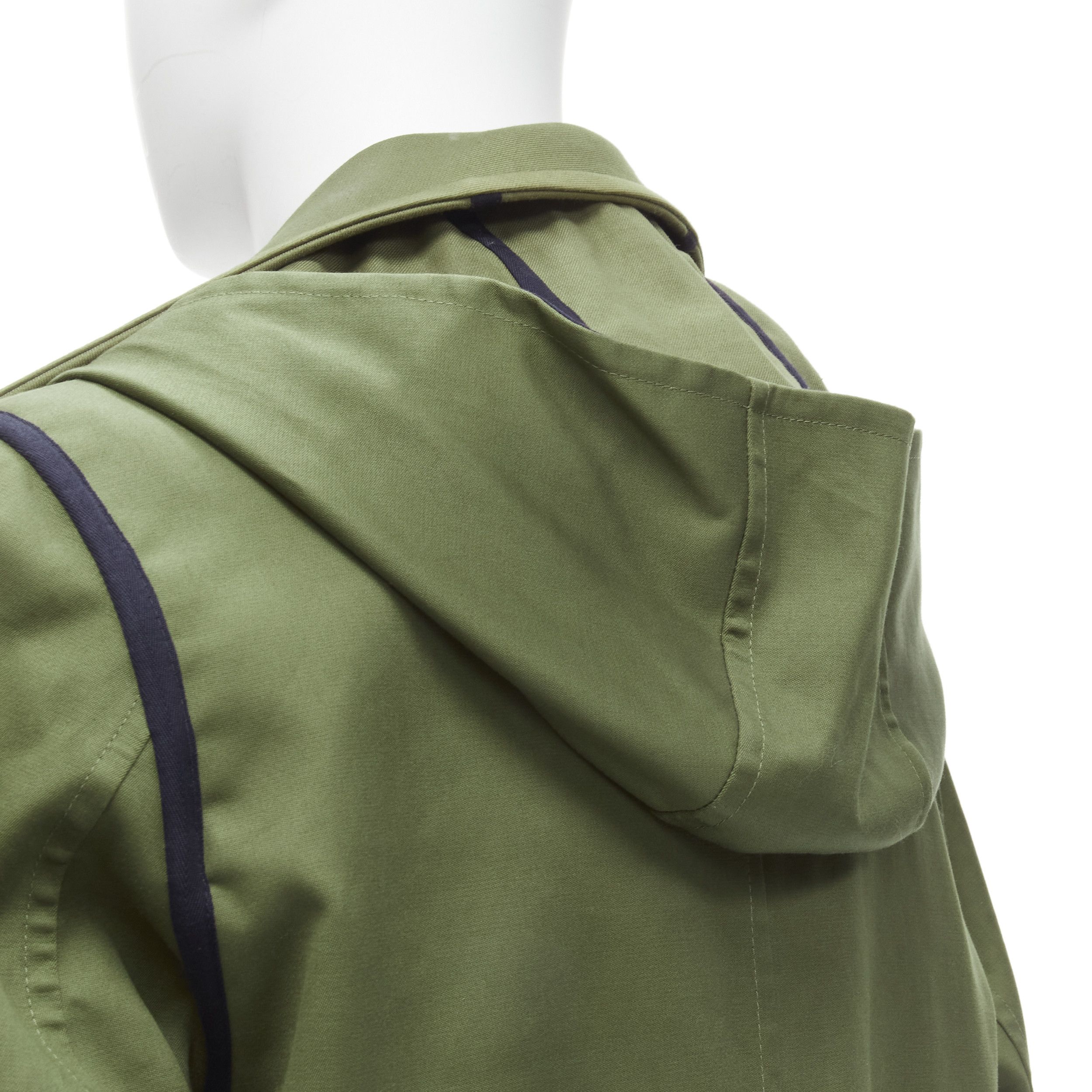 Valentino VALENTINO Reversible green navy cotton poplin oversized collar mid coat EU48 M Size US M / EU 48-50 / 2 - 8 Thumbnail