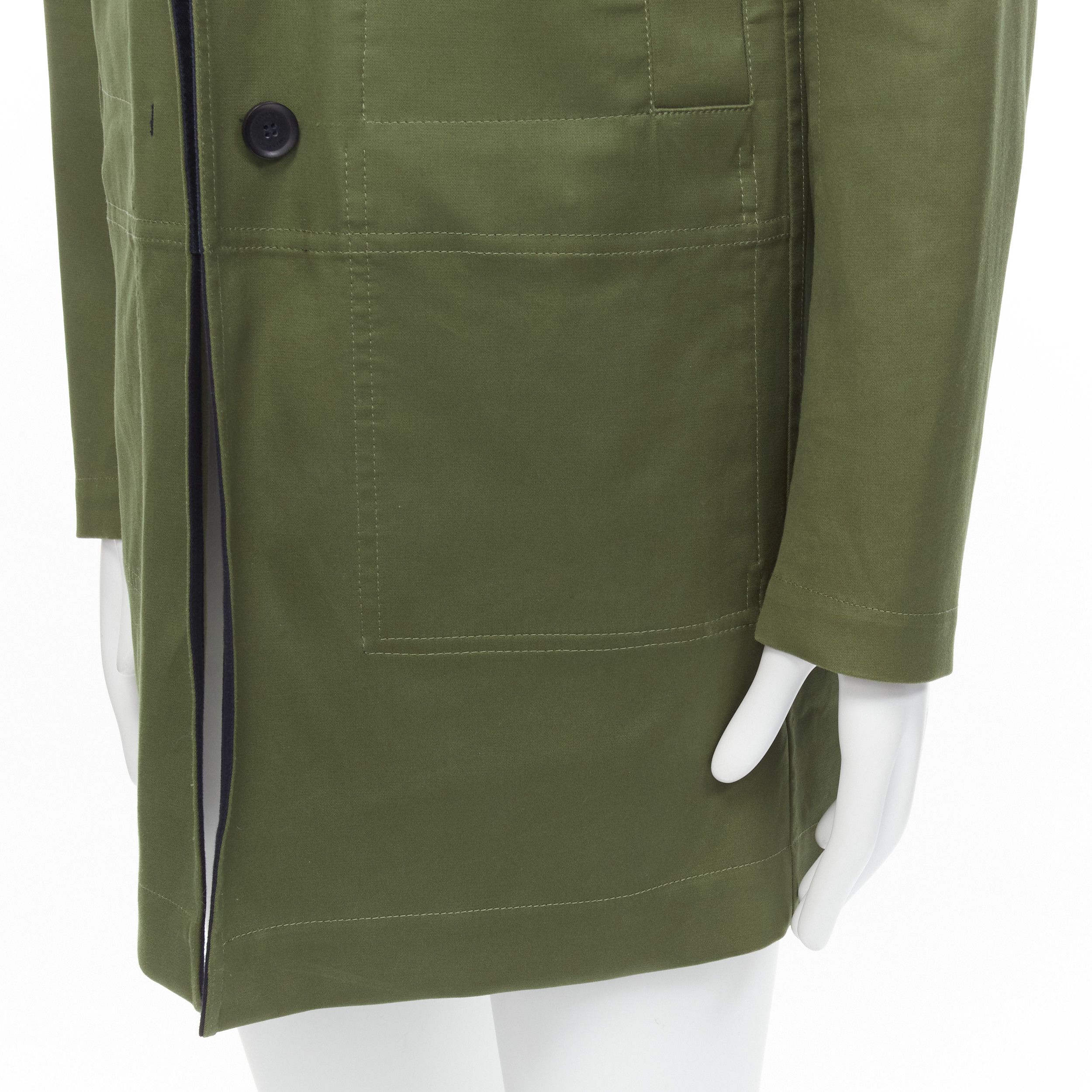 Valentino VALENTINO Reversible green navy cotton poplin oversized collar mid coat EU48 M Size US M / EU 48-50 / 2 - 7 Thumbnail