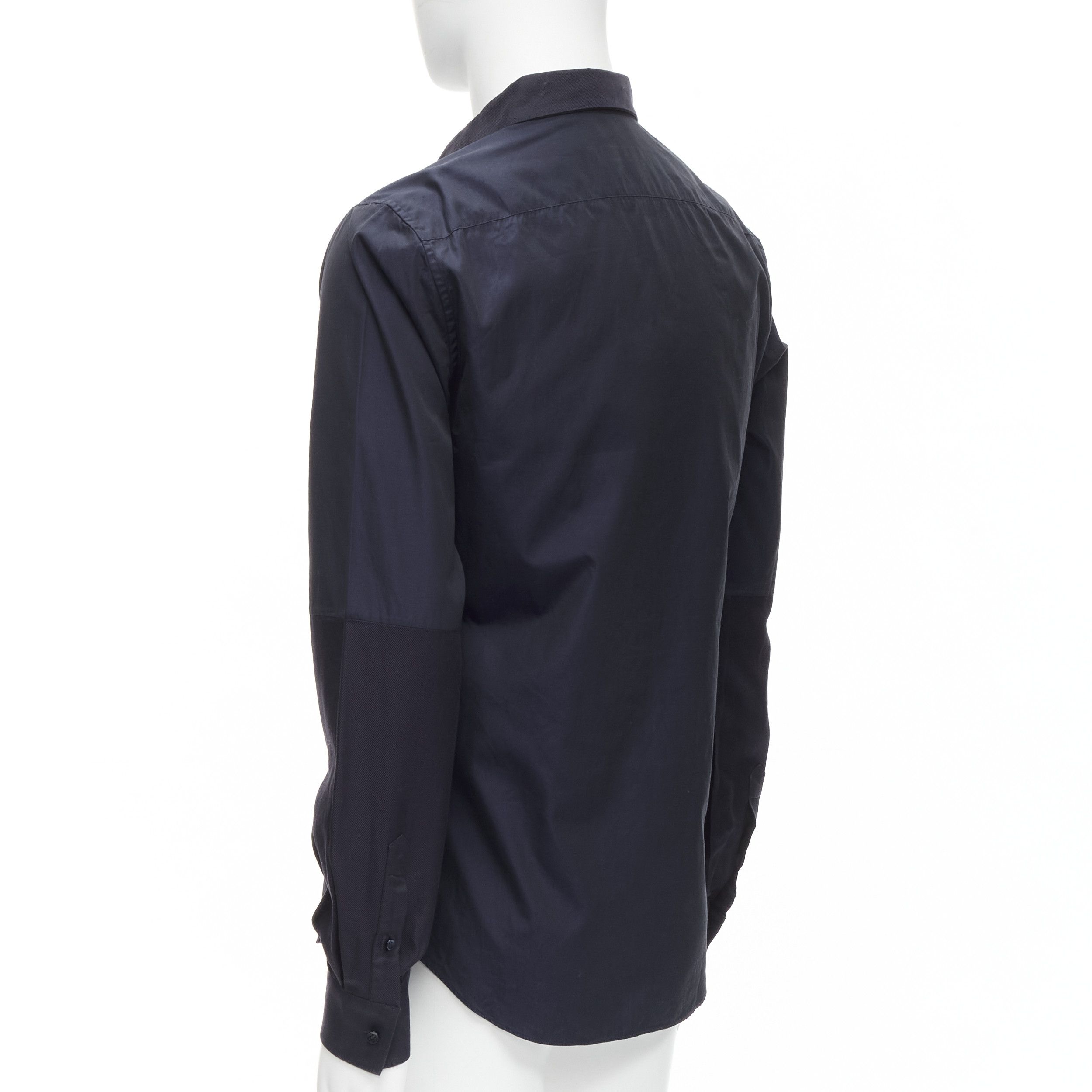 Valentino VALENTINO classic minimal navy poplin twill contrast collar dress shirt EU40 L Size US L / EU 52-54 / 3 - 6 Thumbnail