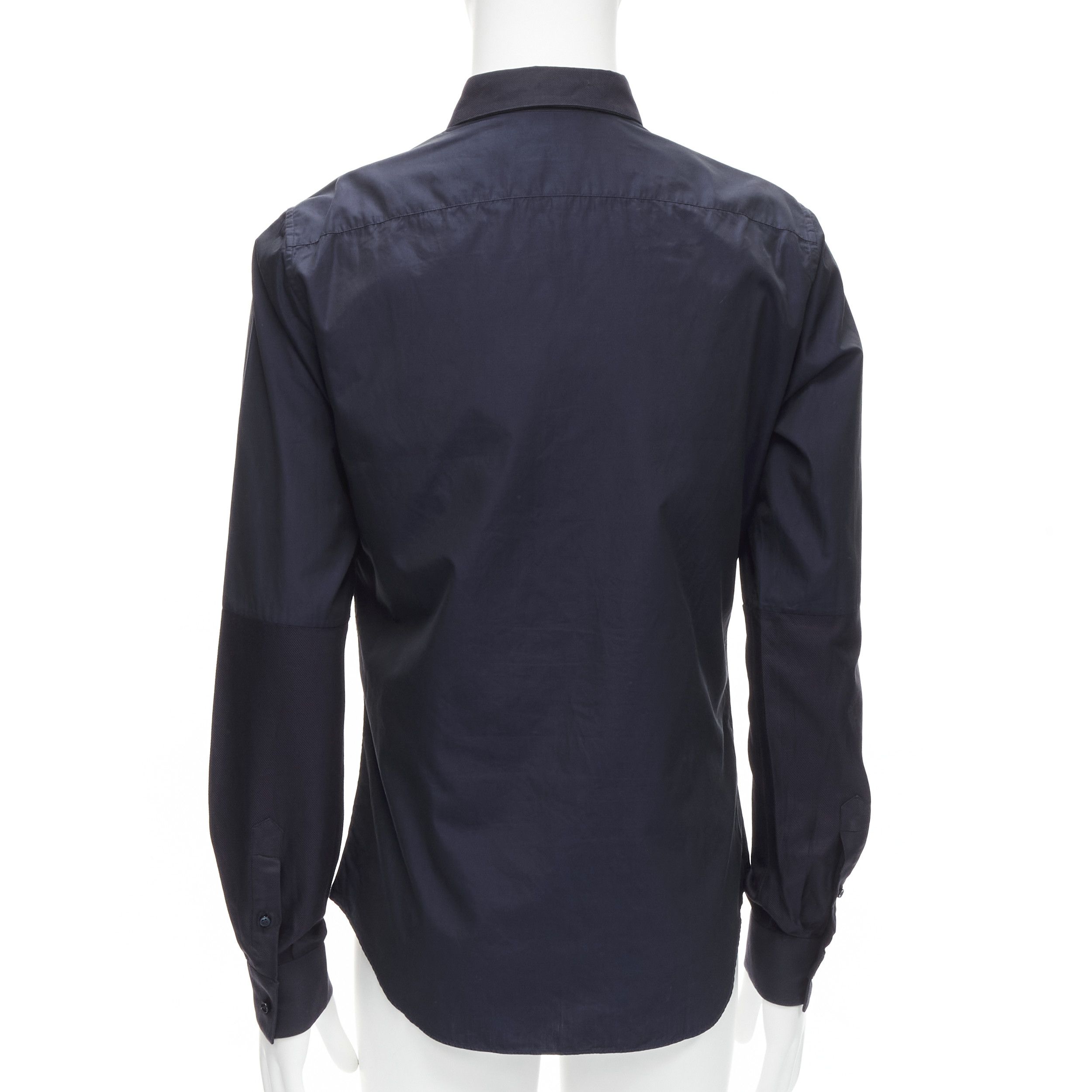 Valentino VALENTINO classic minimal navy poplin twill contrast collar dress shirt EU40 L Size US L / EU 52-54 / 3 - 5 Thumbnail