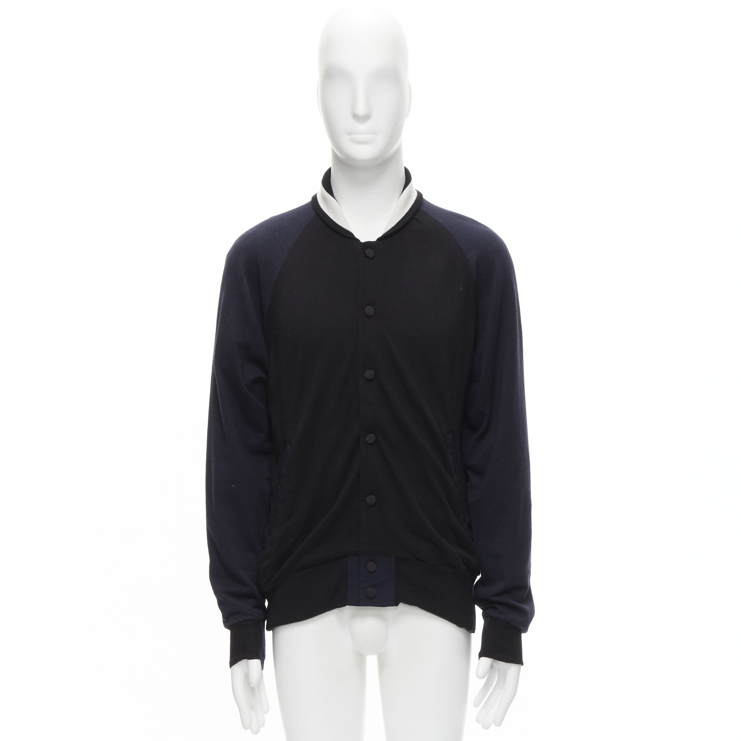 Sacai SACAI navy black cotton cashmere blend white raglan bomber JP2 M Size US M / EU 48-50 / 2 - 11 Thumbnail