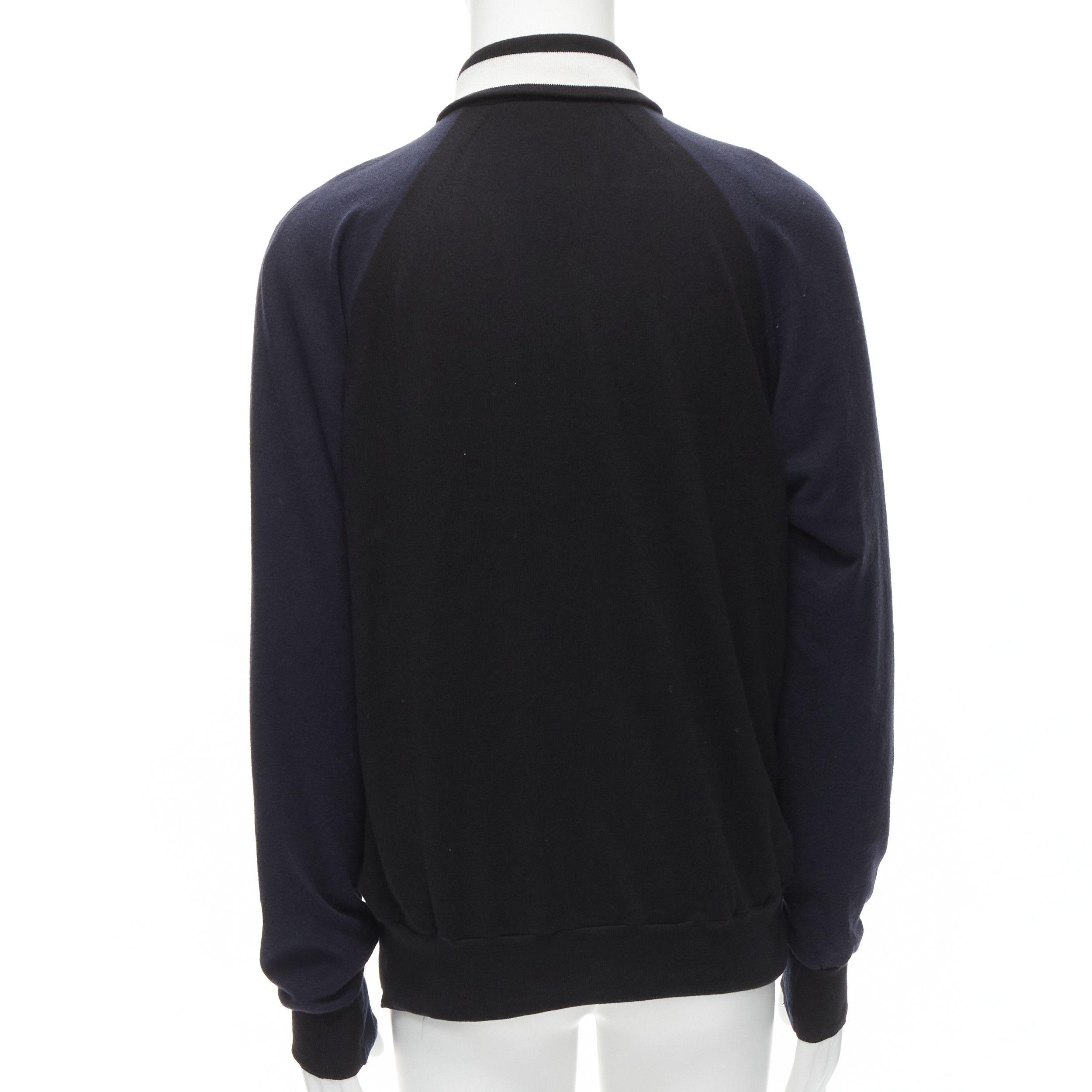 Sacai SACAI navy black cotton cashmere blend white raglan bomber JP2 M Size US M / EU 48-50 / 2 - 6 Thumbnail