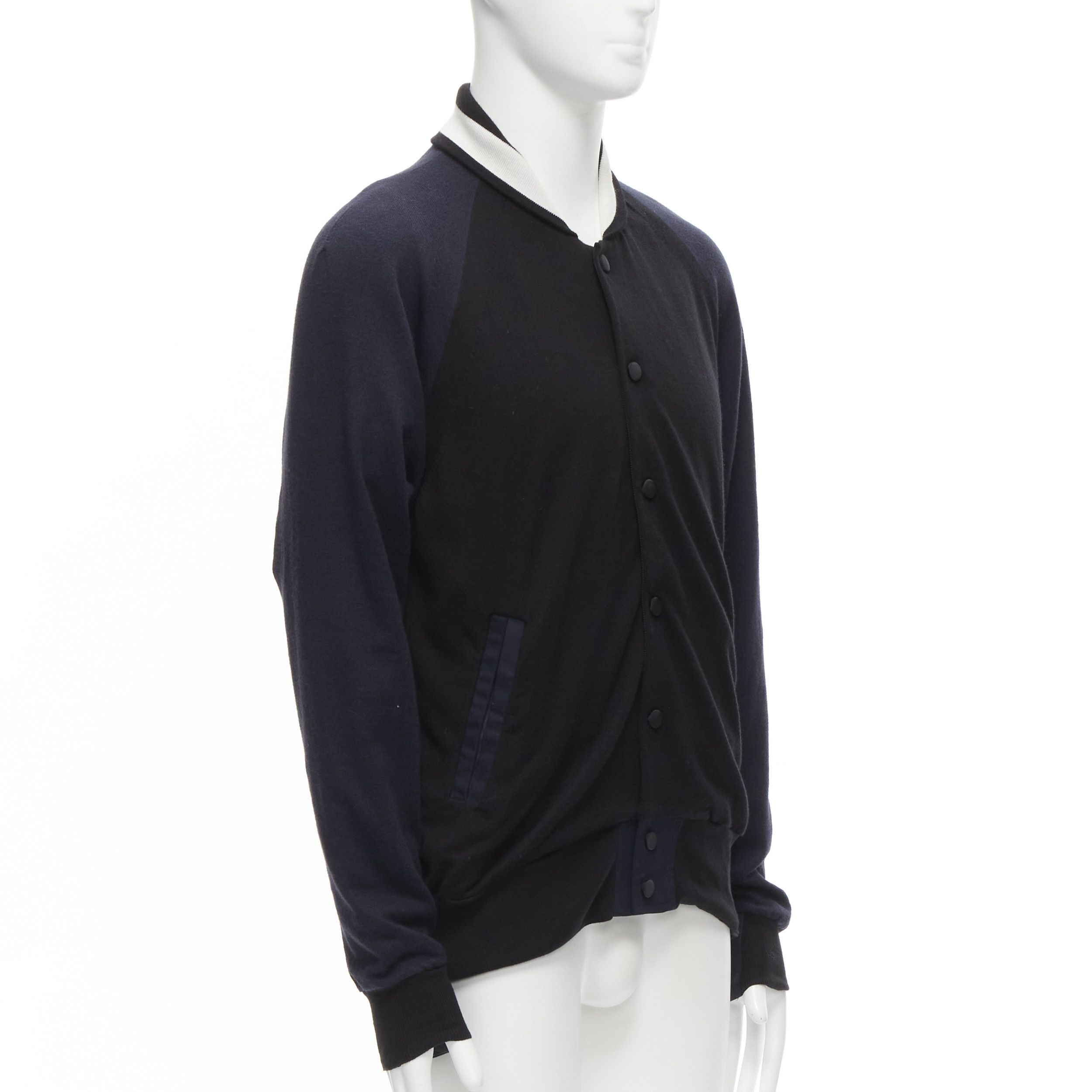 Sacai SACAI navy black cotton cashmere blend white raglan bomber JP2 M Size US M / EU 48-50 / 2 - 4 Thumbnail