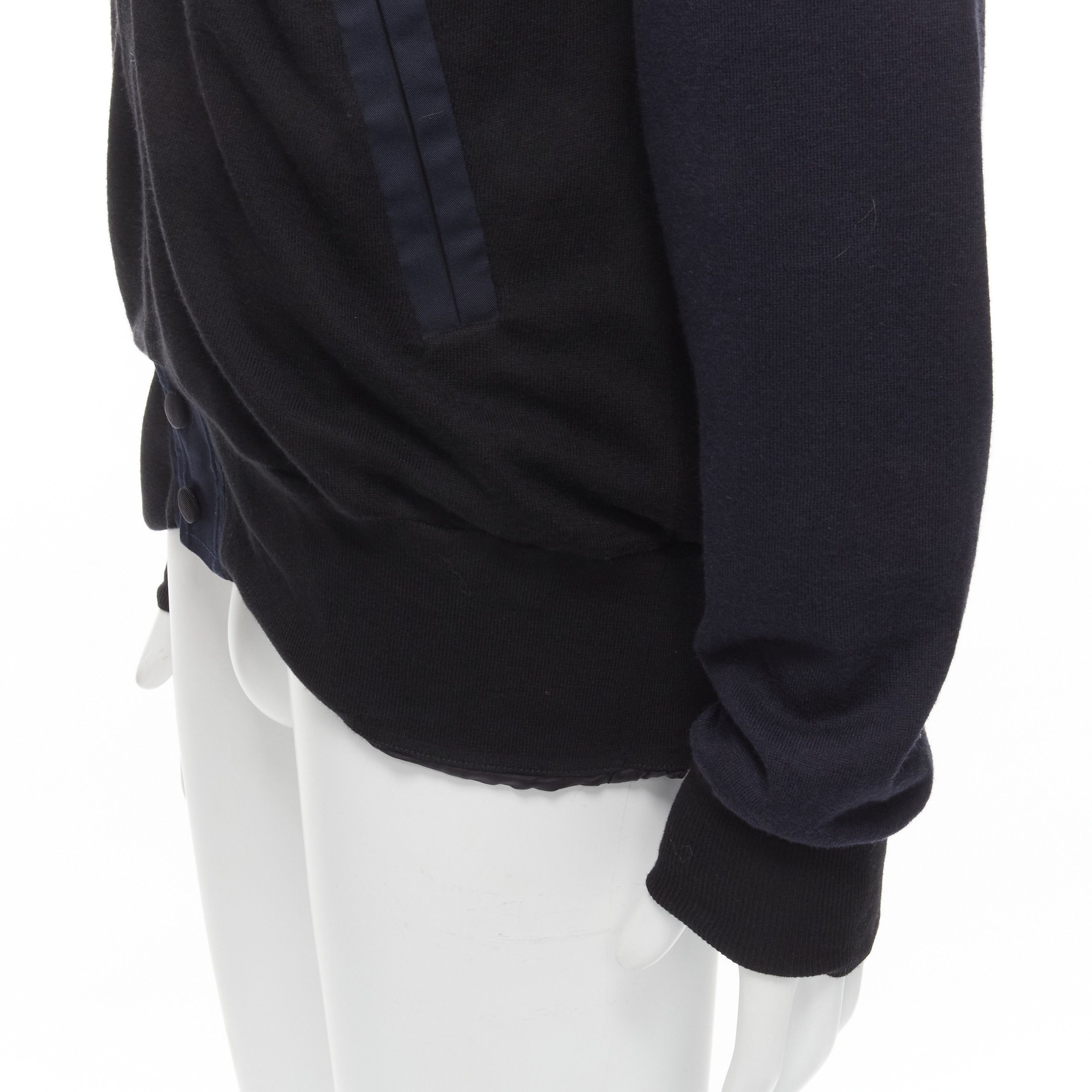 Sacai SACAI navy black cotton cashmere blend white raglan bomber JP2 M Size US M / EU 48-50 / 2 - 8 Thumbnail