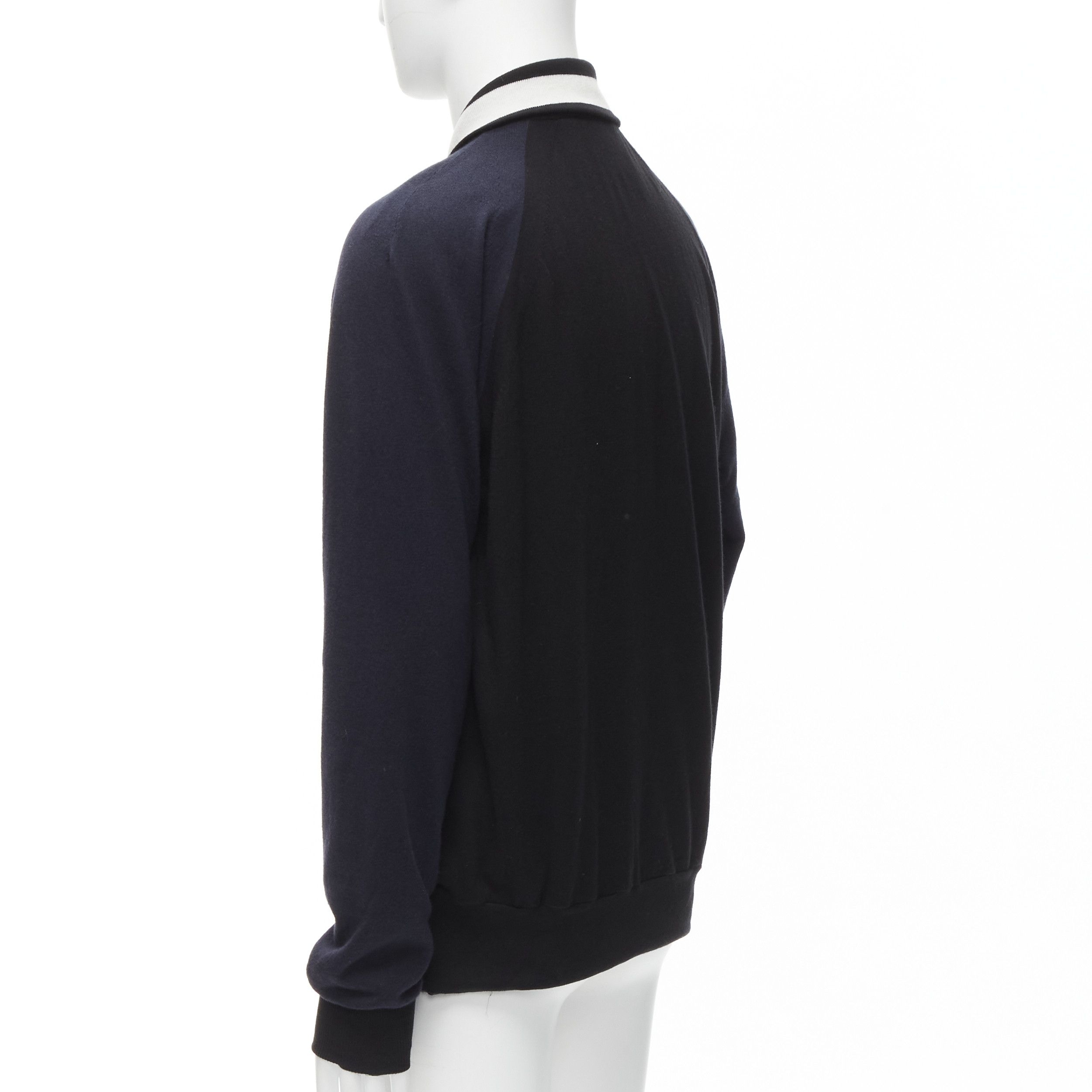 Sacai SACAI navy black cotton cashmere blend white raglan bomber JP2 M Size US M / EU 48-50 / 2 - 7 Thumbnail